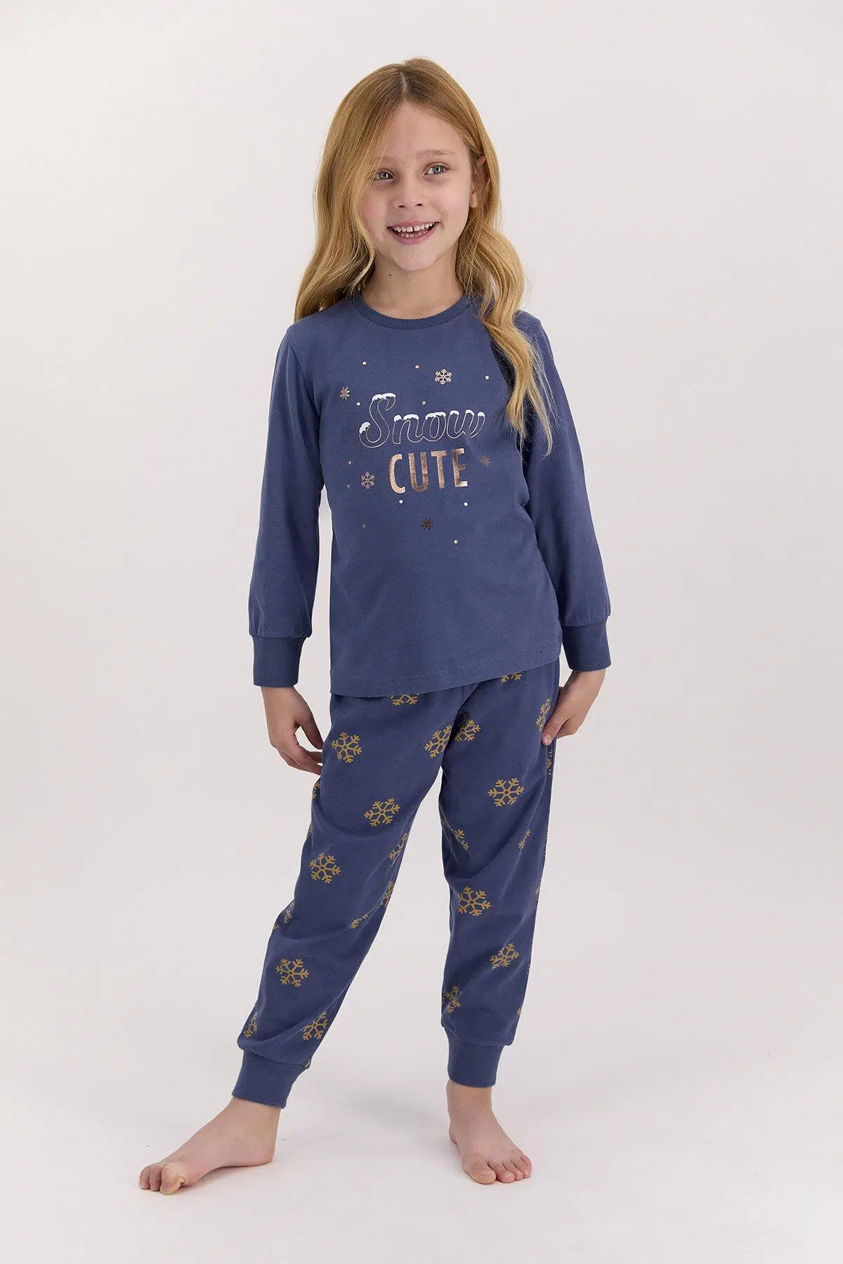Arnetta 1426 Snow Funny İndigo Kız Çocuk Uzun Kol Pijama Takımı - İNDİGO