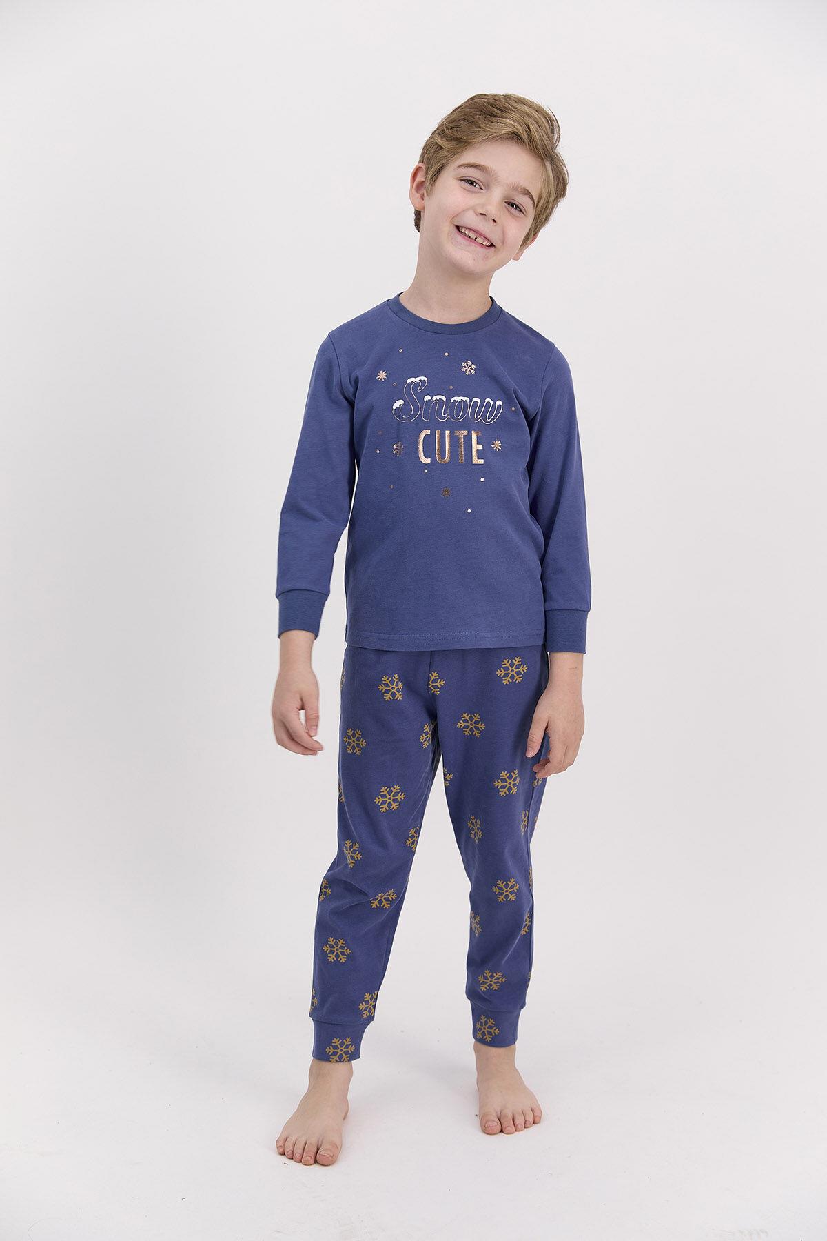Arnetta 1560 Snow Funny İndigo Erkek Çocuk Uzun Kol Pijama Takımı - İNDİGO