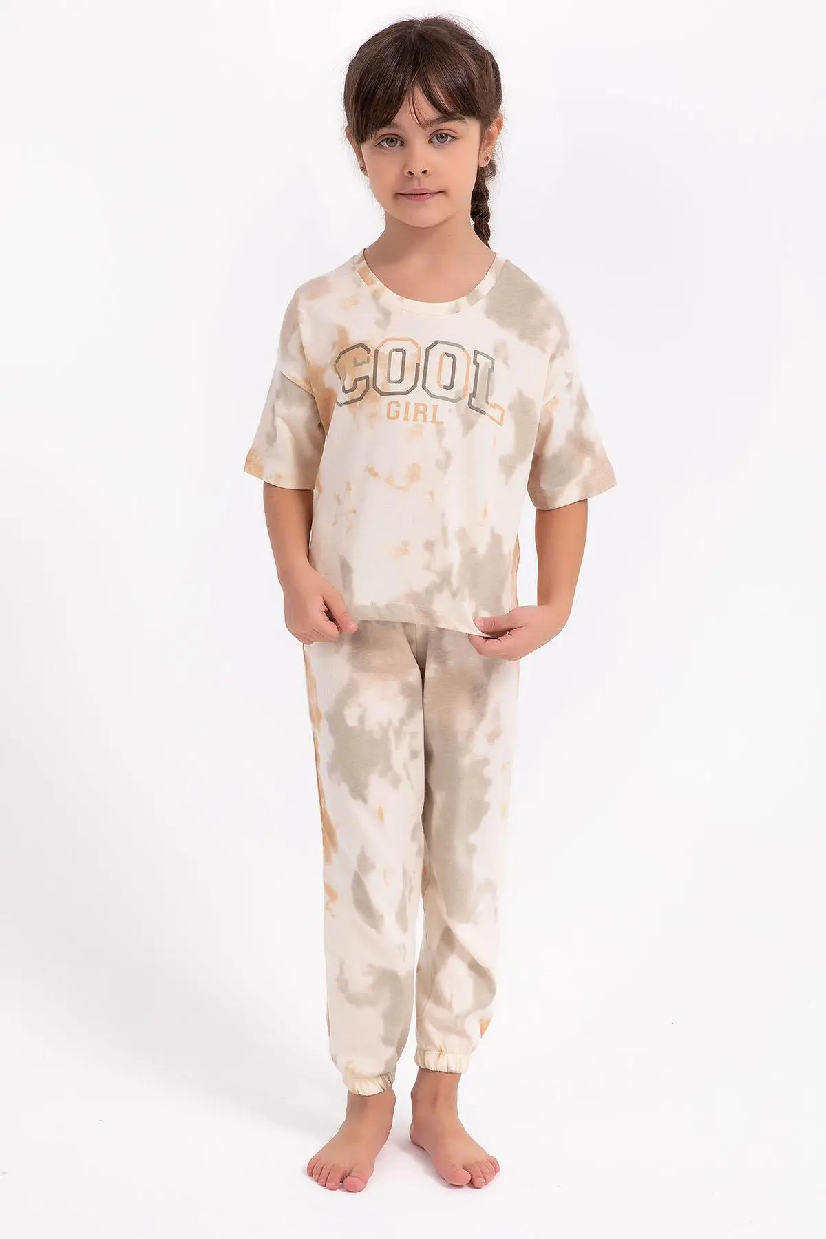 Arnetta 1808 Garson Cool Girl Fildişi Salaş Kız Çocuk Pijama Takımı - BEJ