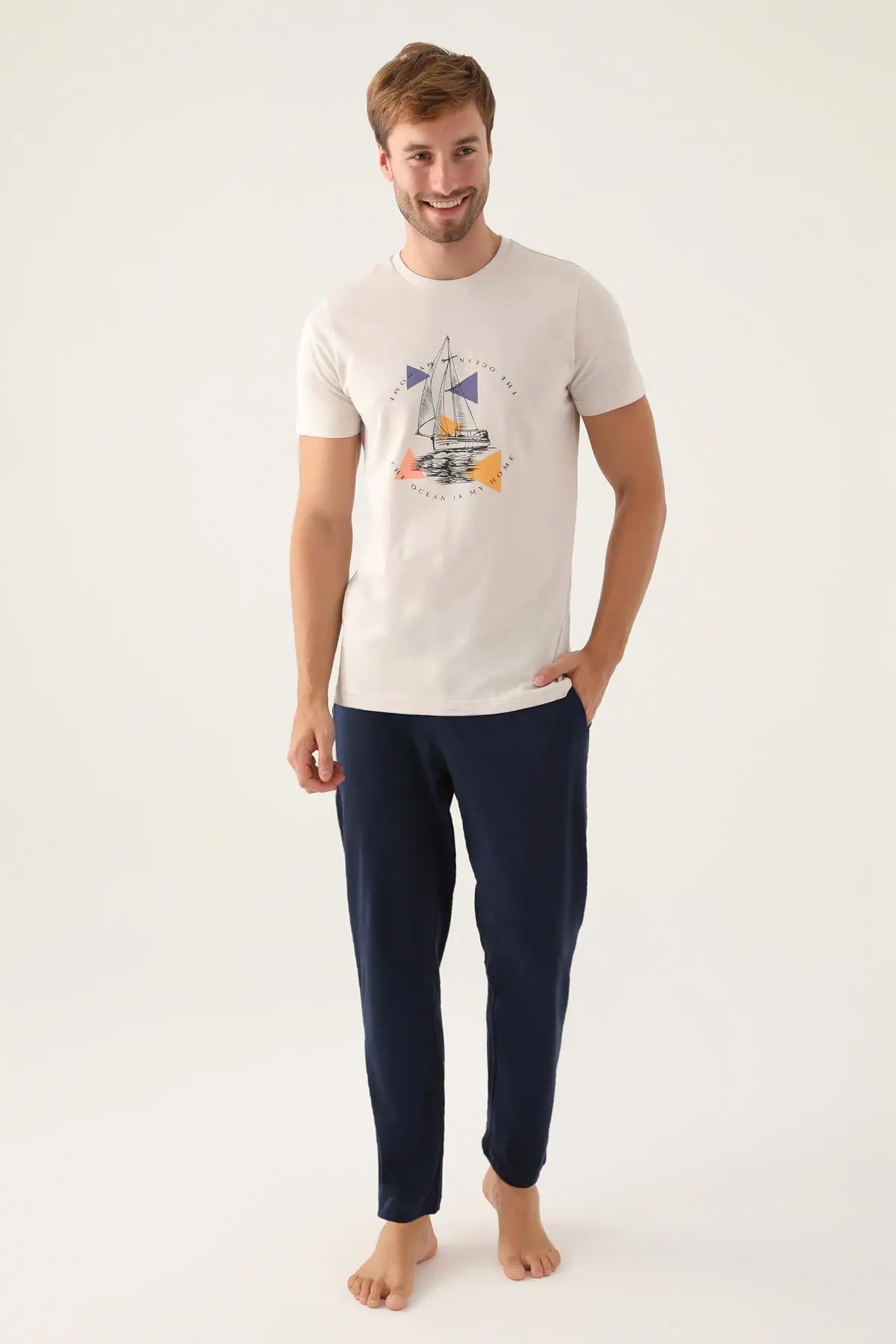 Arnetta 2991 Erkek Home Taş Pijama Takımı - TAŞ