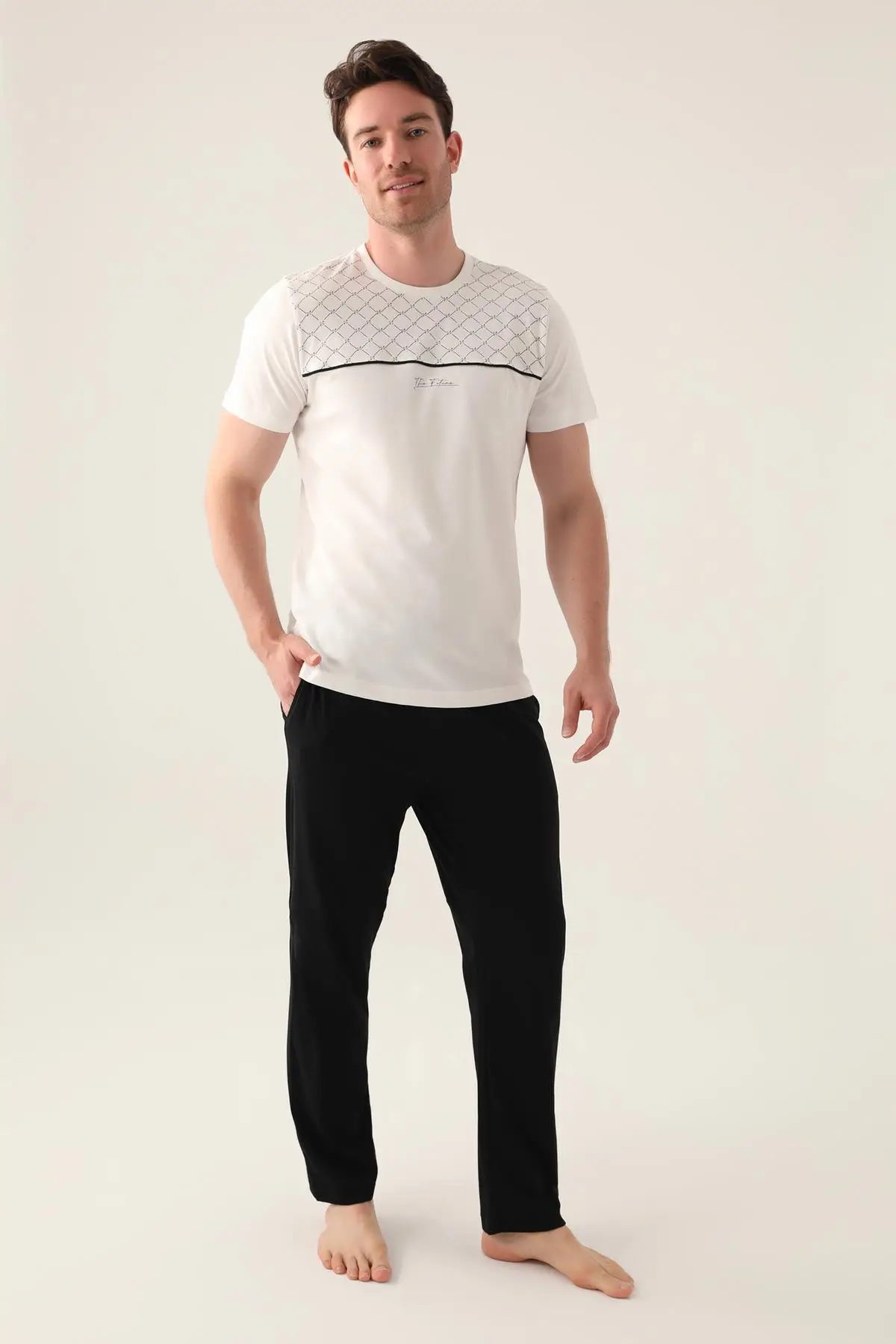 Arnetta 3010 The Erkek Kısa Kollu Pijama Takımı - KREM