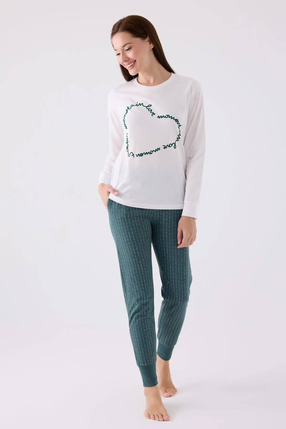 Arnetta 3050 Kadın Love Uzun Kol Pijama Takım