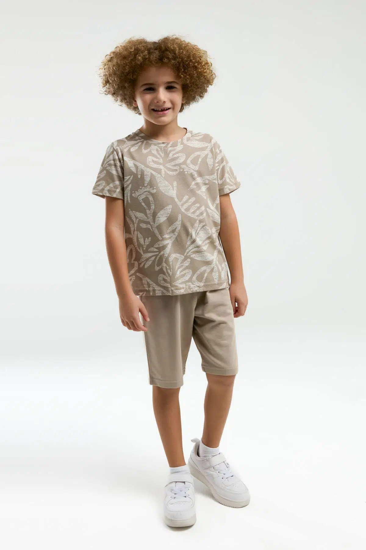 Arnetta 3300 Erkek Çocuk Bisiklet Yaka Regular Kısa Kol Şortlu Bermuda Pijama Takım - KUM