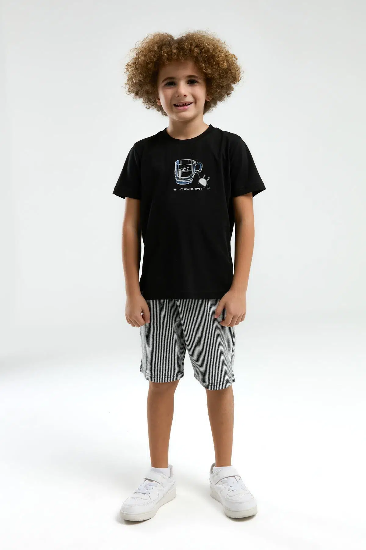 Arnetta 3320 Garson Erkek Çocuk Bisiklet Yaka Kısa Kollu Şortlu Pijama Takım - SİYAH