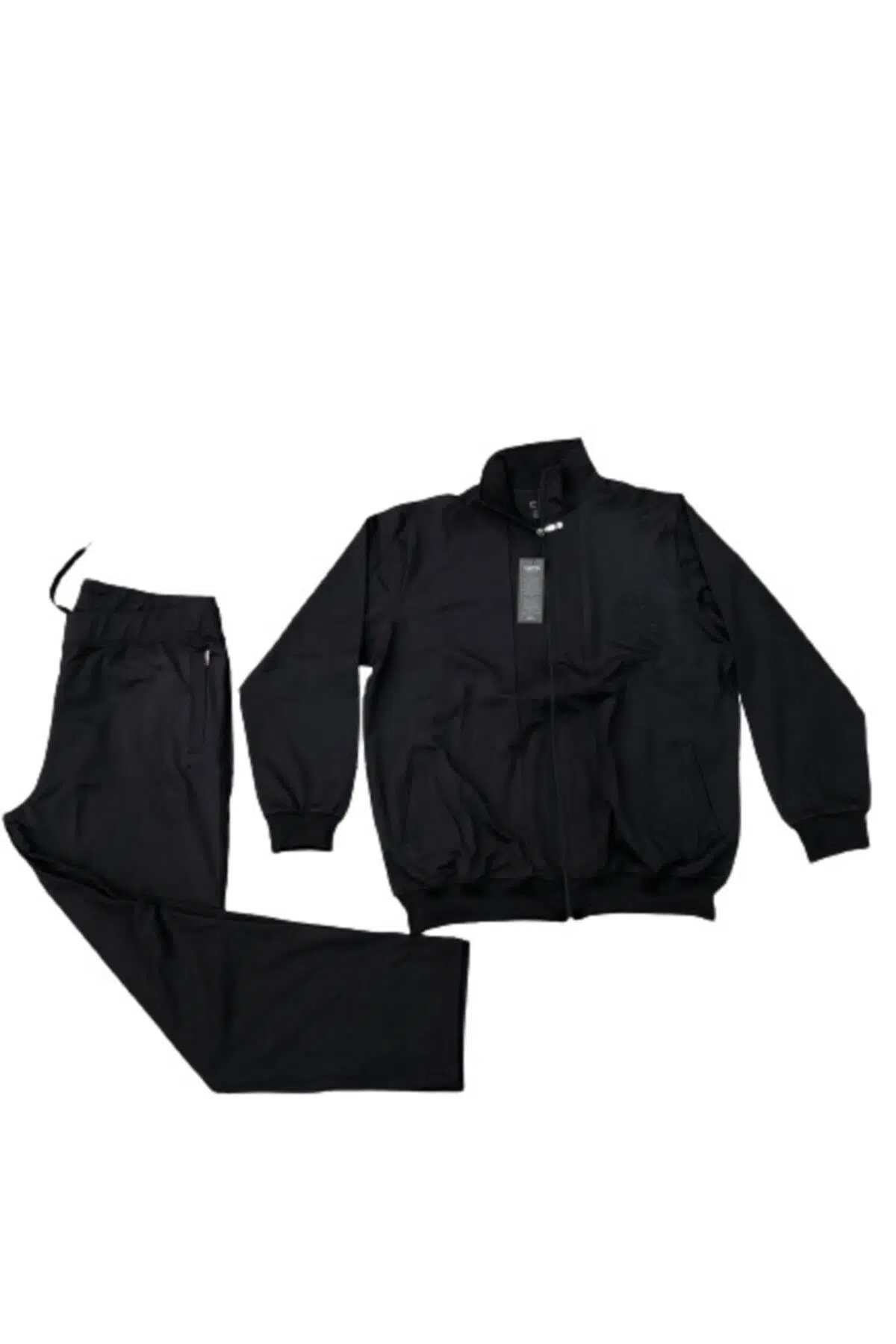 Capri 941 Kadın Taşlı Dalgıç Kumaş Eşofman Takım - SİYAH