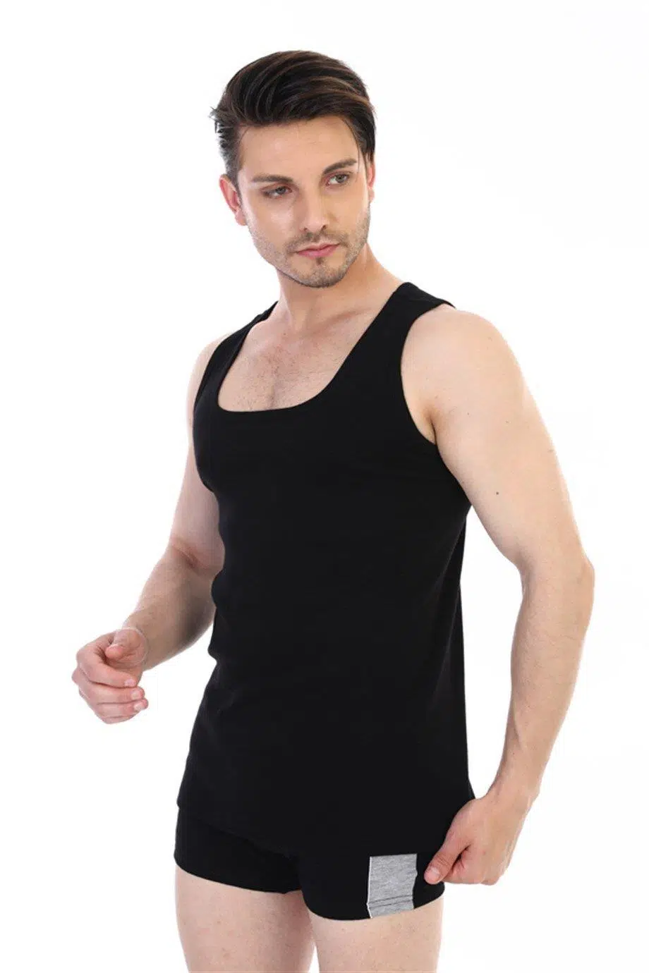 Çift Kaplan 775 Erkek Ribana Siyah Atlet - SİYAH