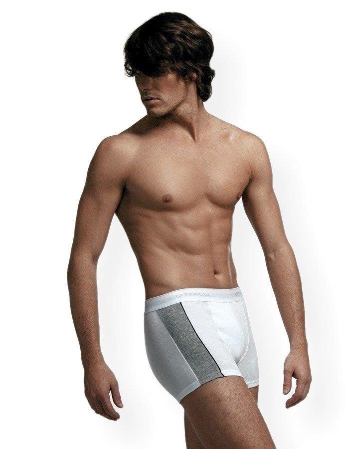 Çift Kaplan 850 Erkek Biyeli Elastanlı Boxer - BEYAZ