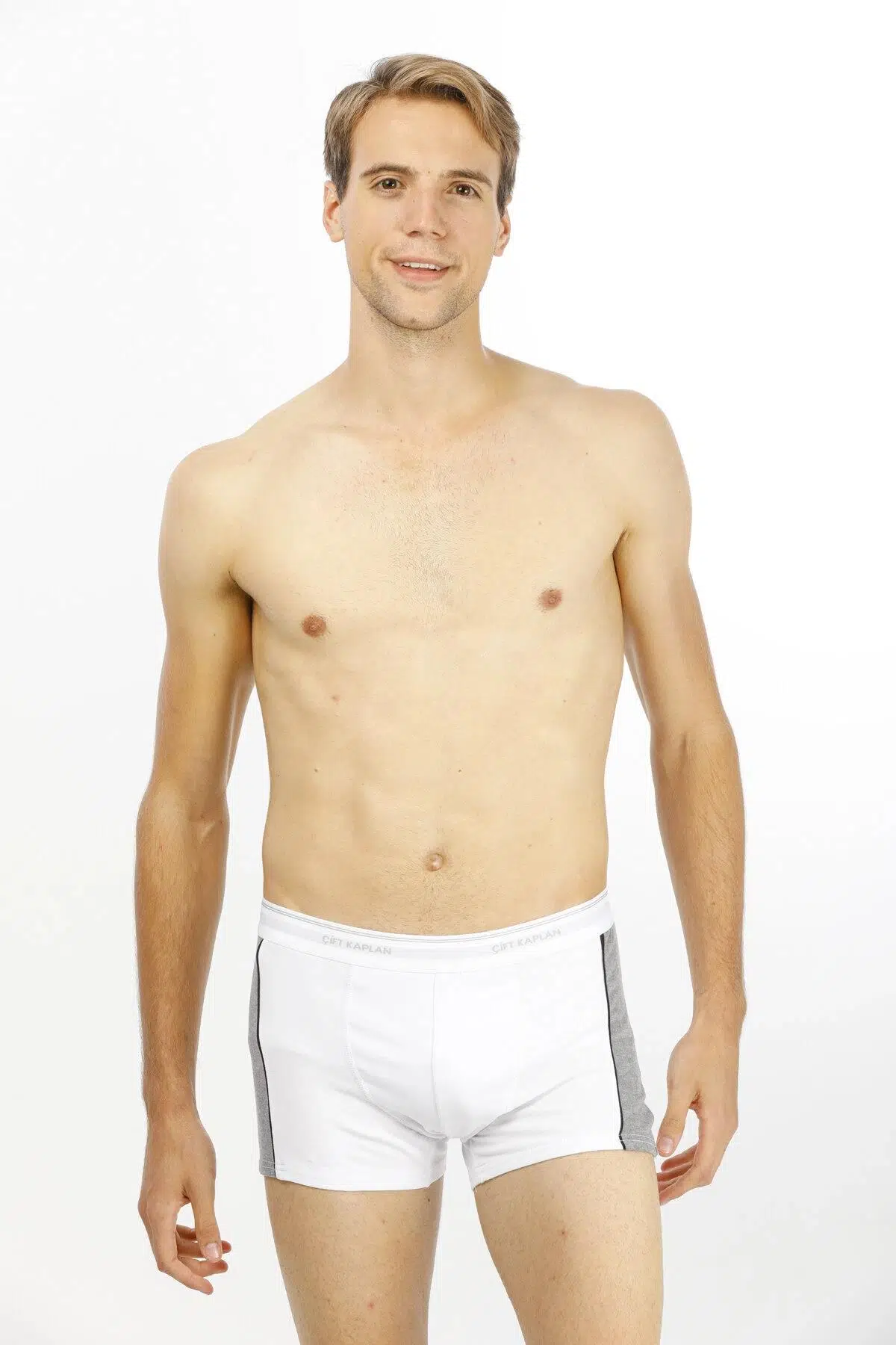 Çift Kaplan 850 Erkek Biyeli Elastanlı Boxer - BEYAZ