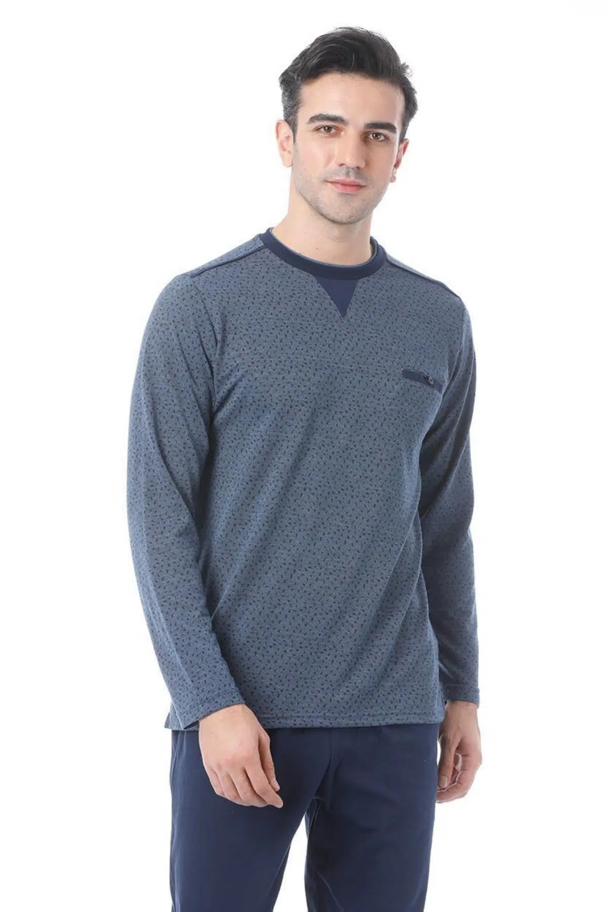 Çift Kaplan 8519 Erkek Uzun Kollu Jakarlı O Yaka Pijama Takımı - BORDO