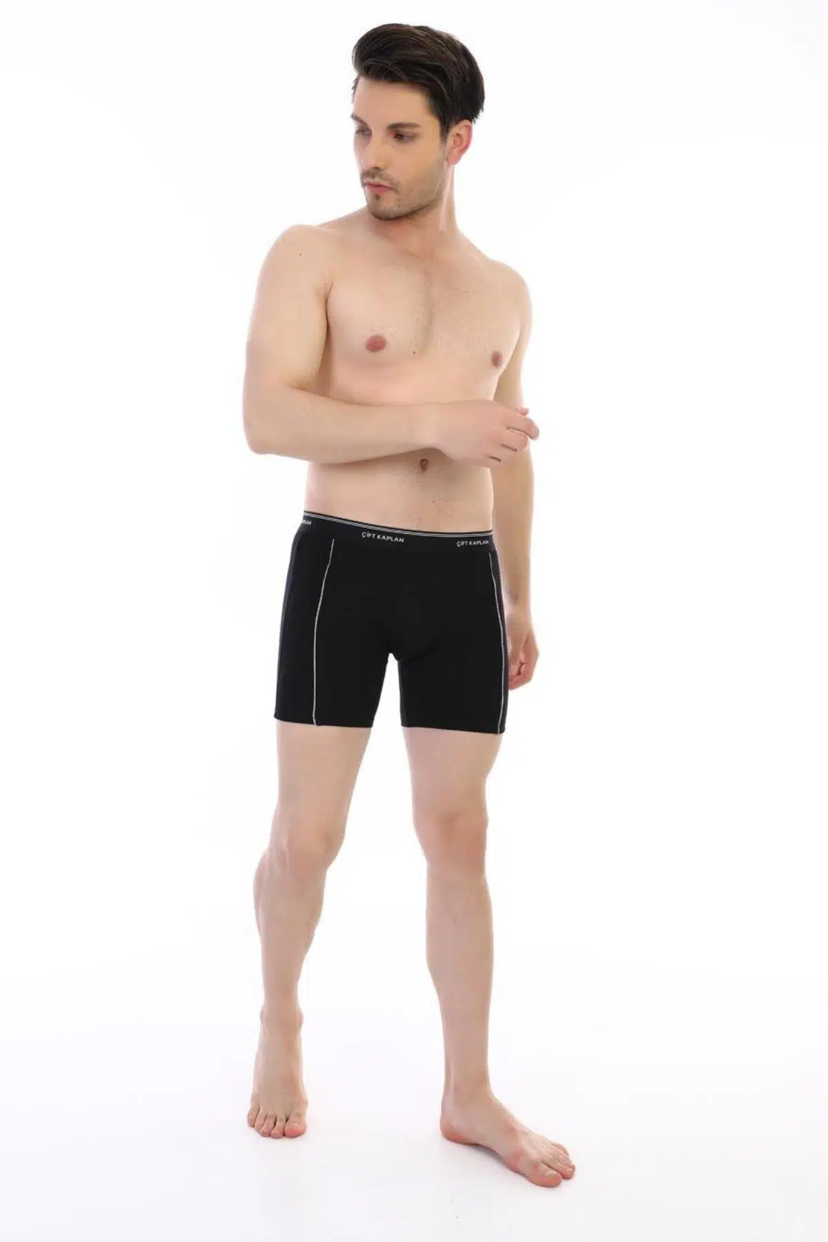 Çift Kaplan 855 Erkek Biyeli Elastanlı Boxer - SİYAH