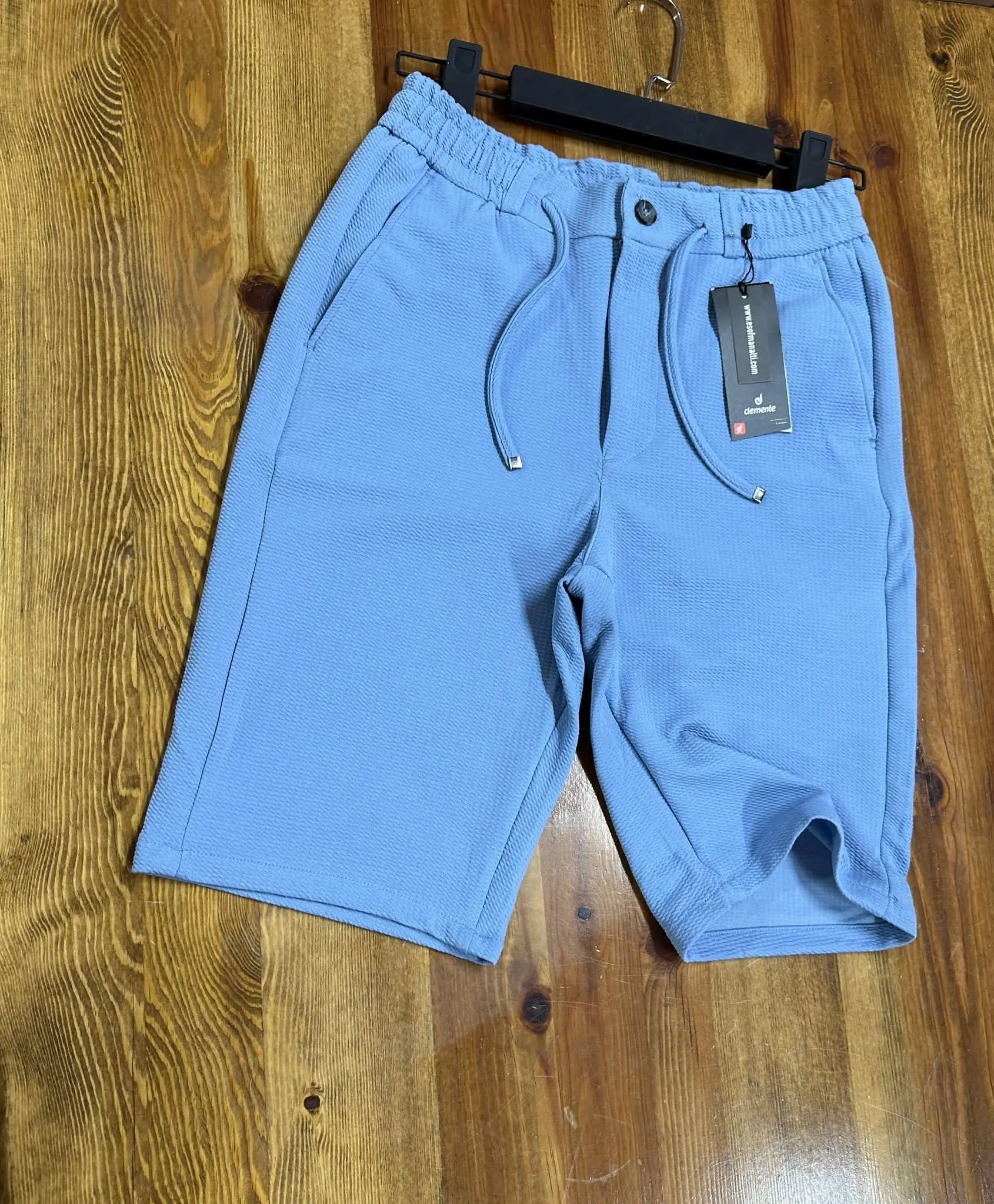 Demente Erkek Kayra Kumaş Beli Lastikli Şort Jogger - MAVİ