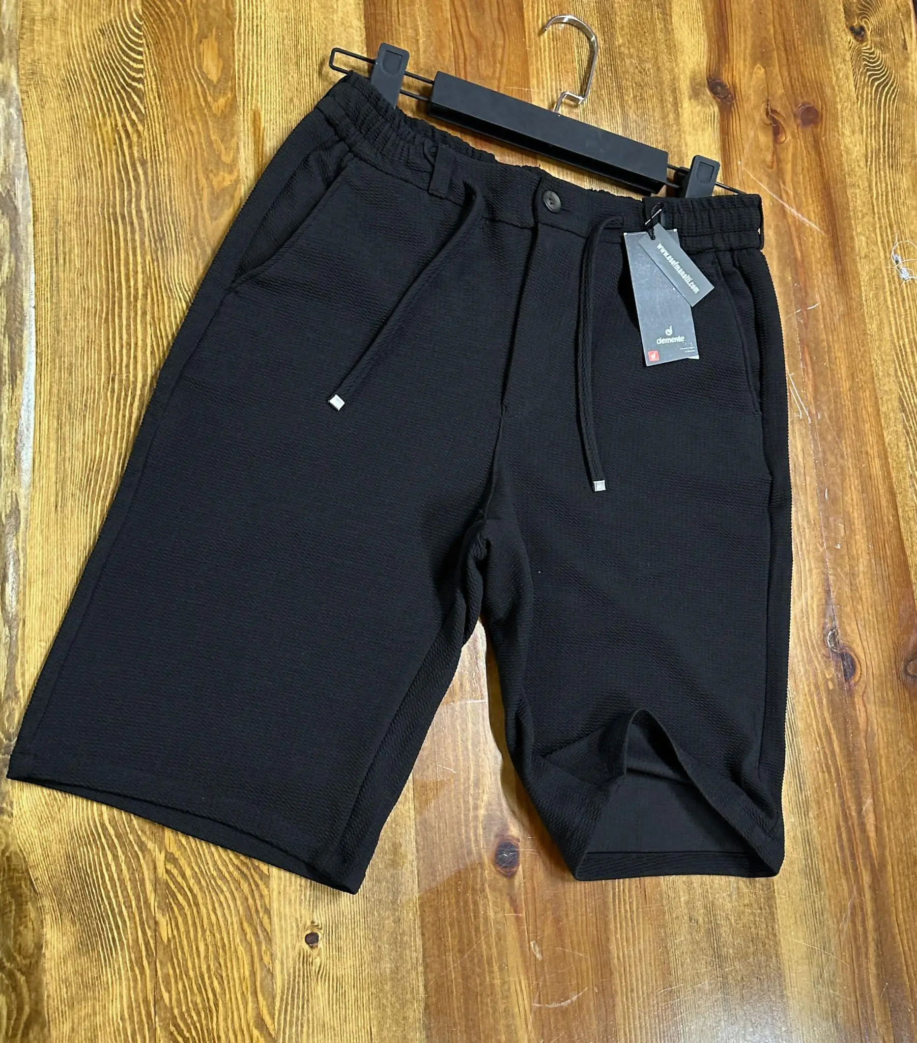 Demente Erkek Kayra Kumaş Beli Lastikli Şort Jogger - SİYAH
