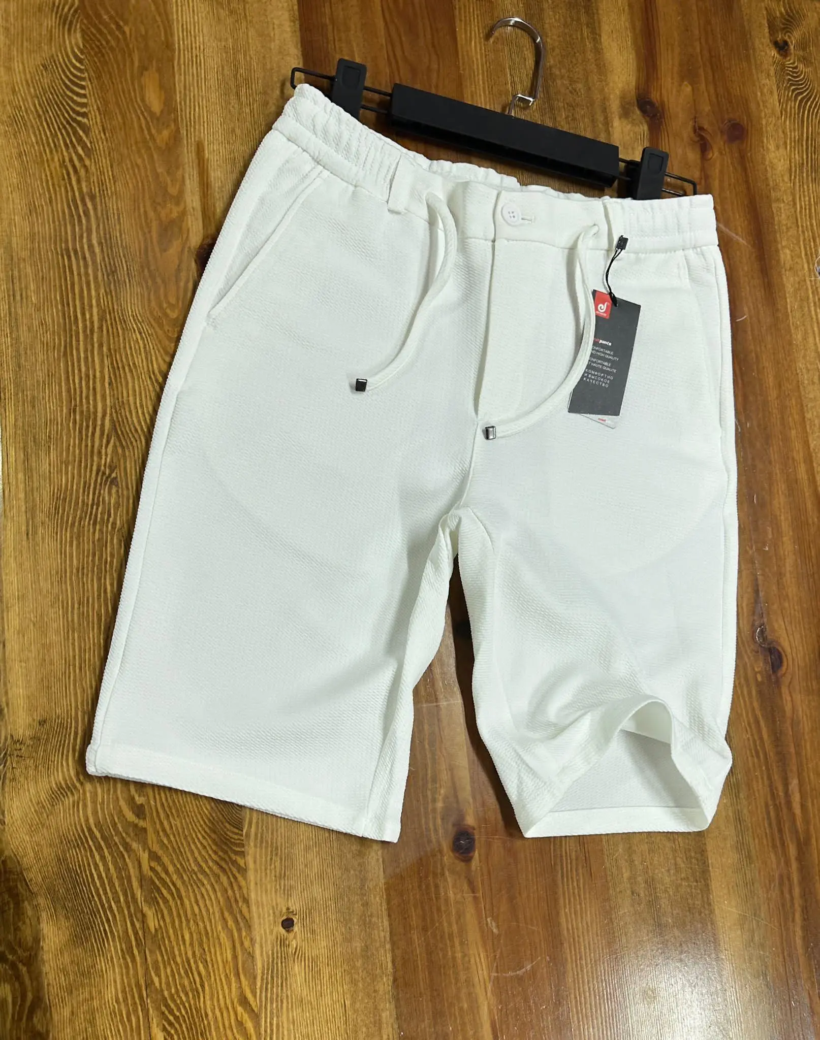 Demente Erkek Kayra Kumaş Beli Lastikli Şort Jogger - BEYAZ