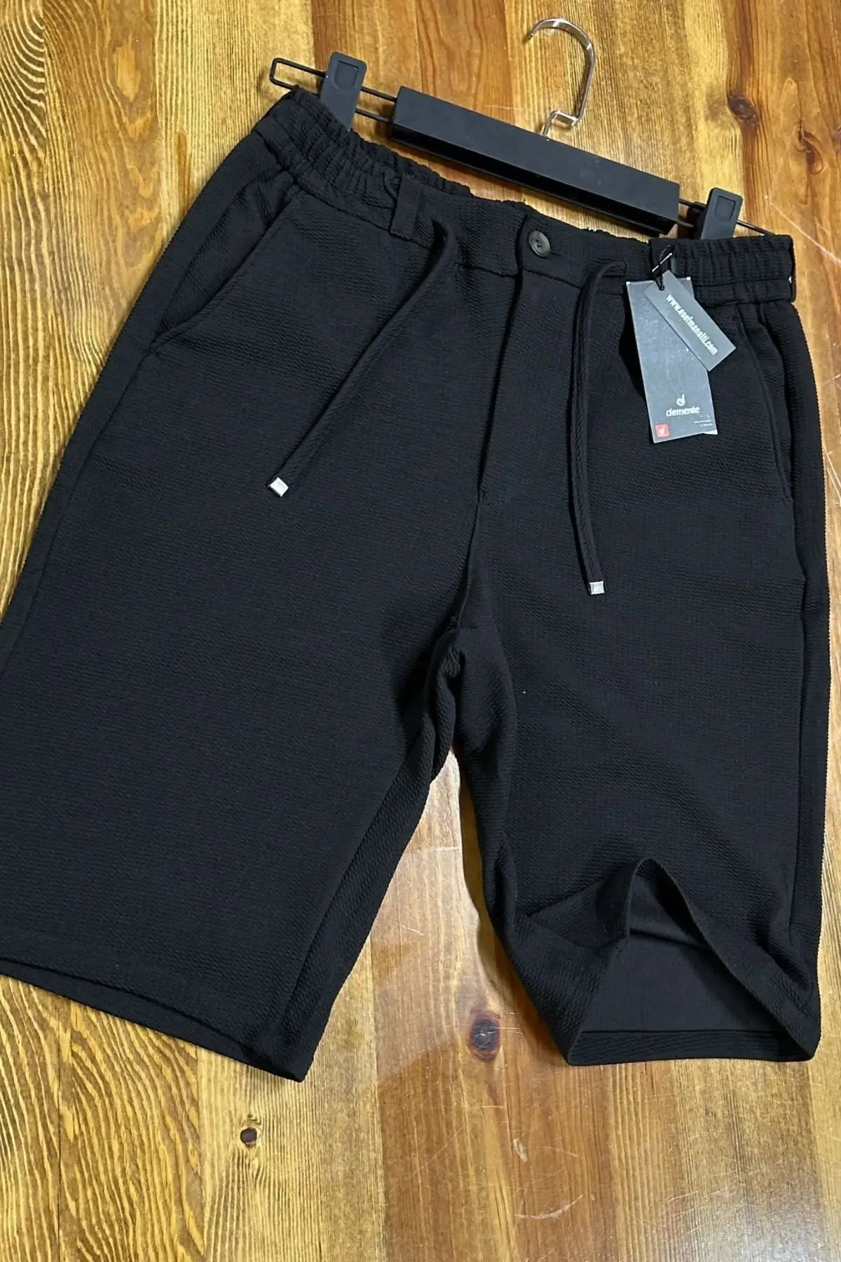Demente Erkek Kayra Kumaş Beli Lastikli Şort Jogger - SİYAH