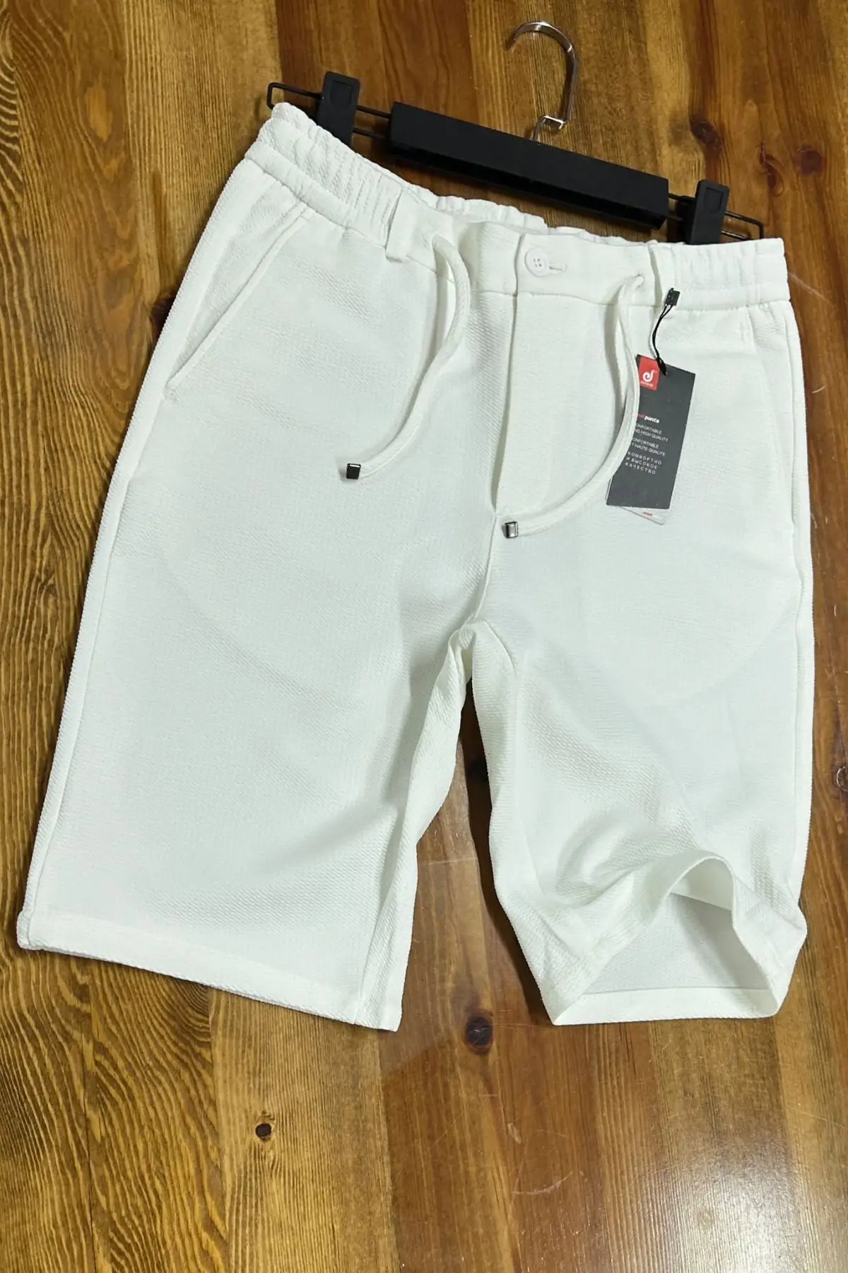 Demente Erkek Kayra Kumaş Beli Lastikli Şort Jogger - BEYAZ