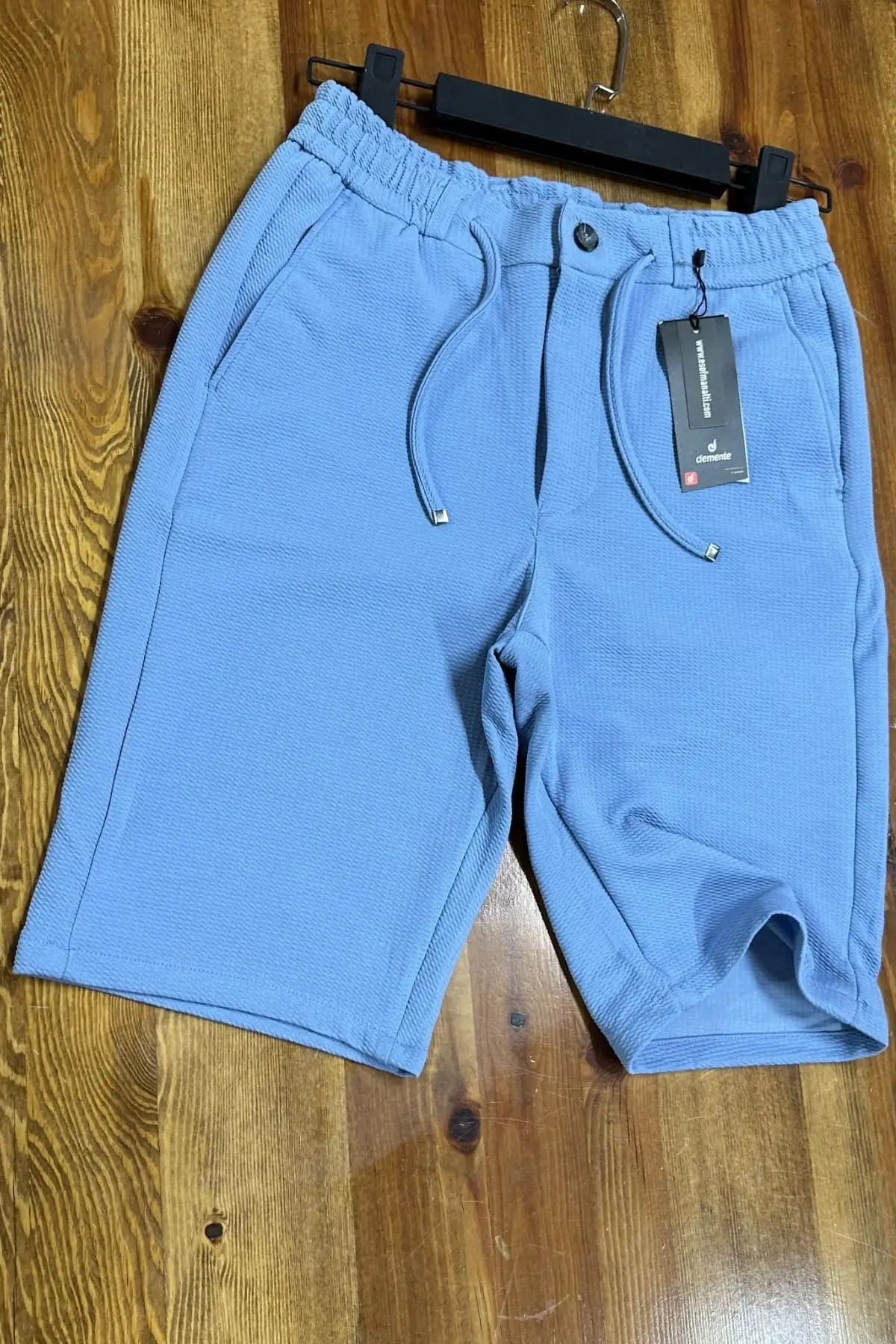 Demente Erkek Kayra Kumaş Beli Lastikli Şort Jogger - MAVİ