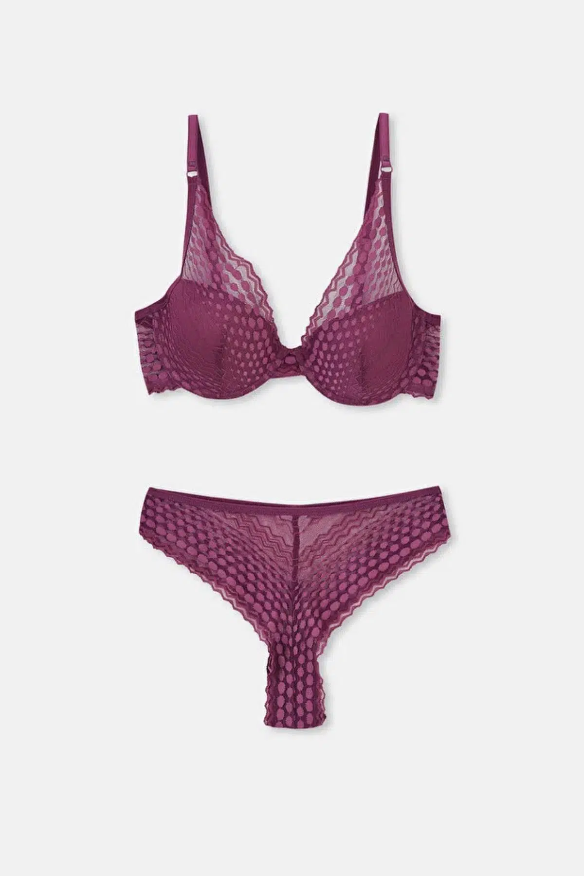 Eros Kadın Gınger Dantelli Boş Cup Sütyen Takım - MOR