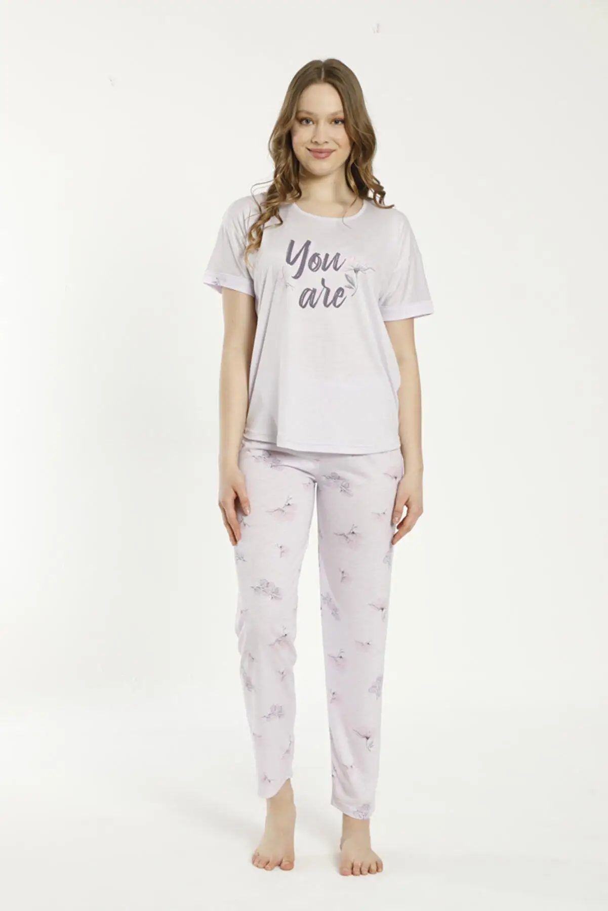 Estiva 22127 Kadın Kısa Kollu Viskon Pijama Takımı - LİLA