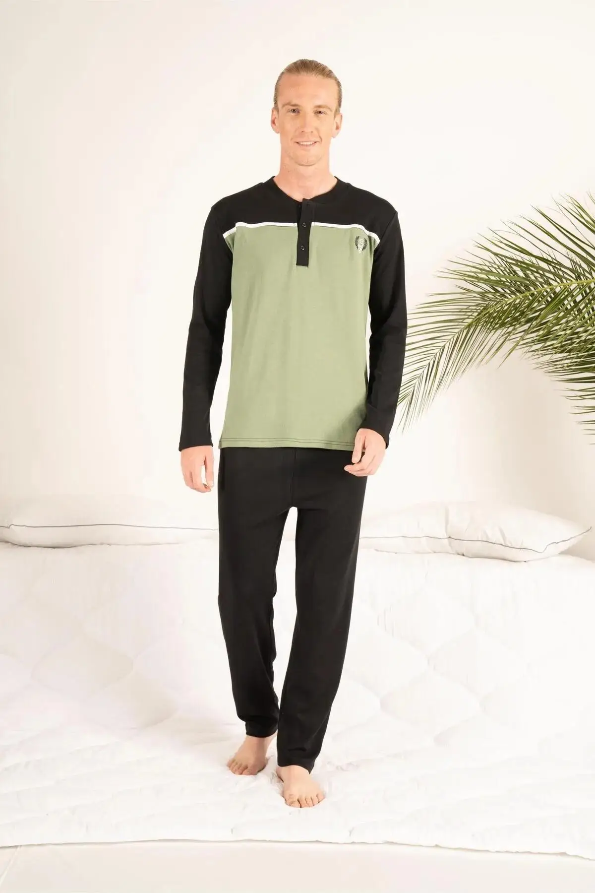 Estiva 23407 Erkek Kışlık Yuvarlak Yaka Penye Pijama Takımı - GRİ