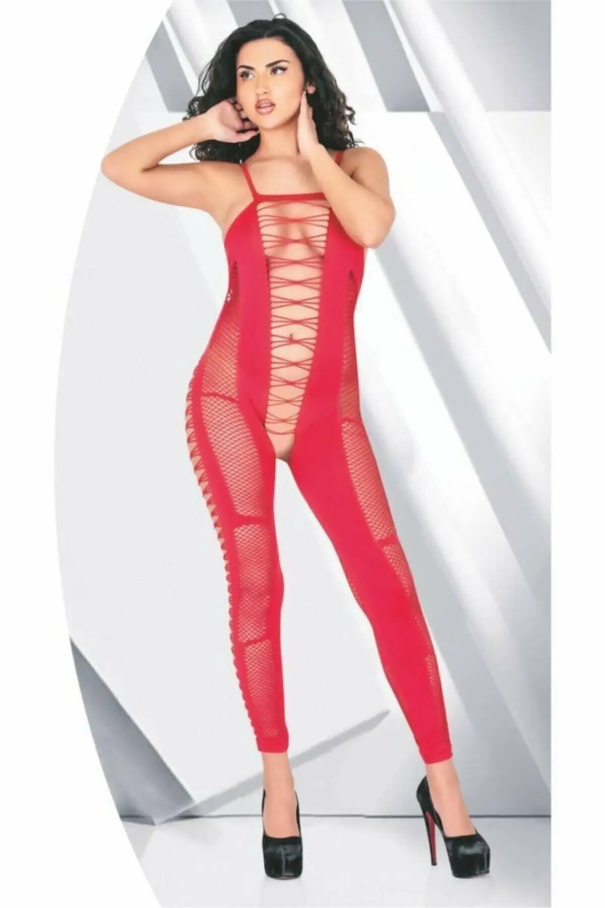 For Dreams 6005 Fantasy Body Stocking Fantezi Vücut Çorabı - KIRMIZI