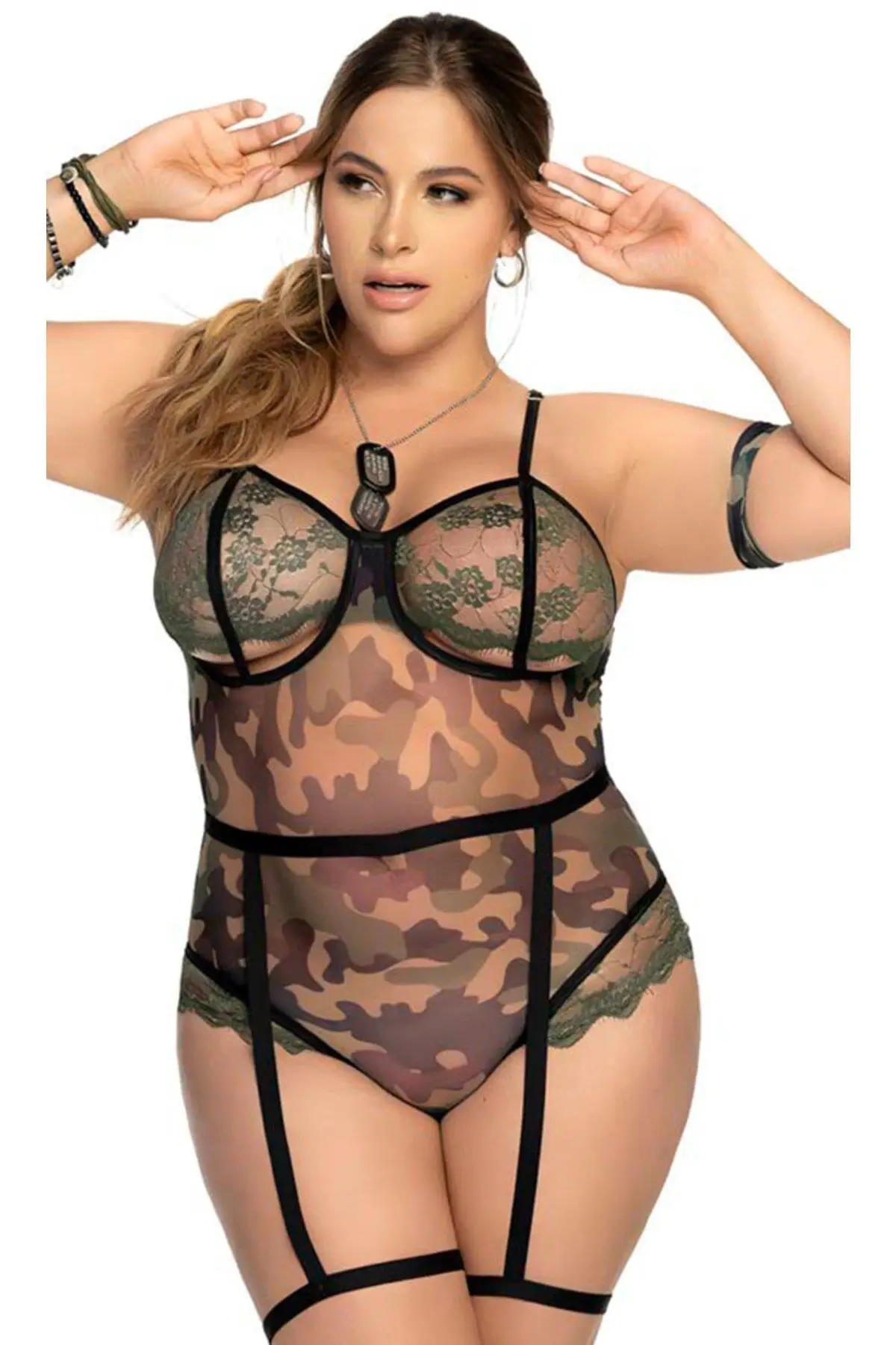 For Dreams 8375 Leopar Fantazi İç Çamaşırı Takımı - KAHVERENGİ