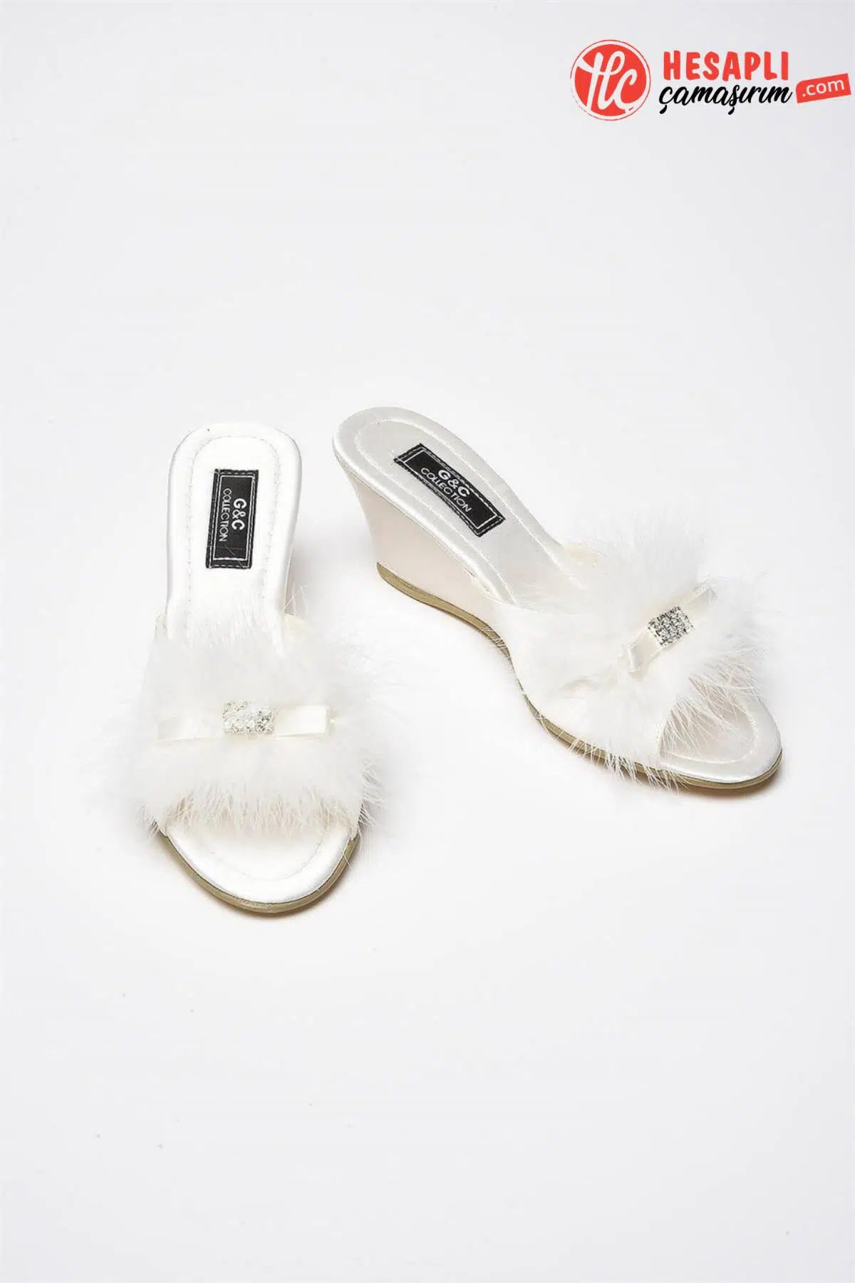 Goldoremi 170 Premium Kadın Kaz Tüyü Yüksek Gelin Rahat Çeyizlik & Hediyelik Kutulu Ev Terliği