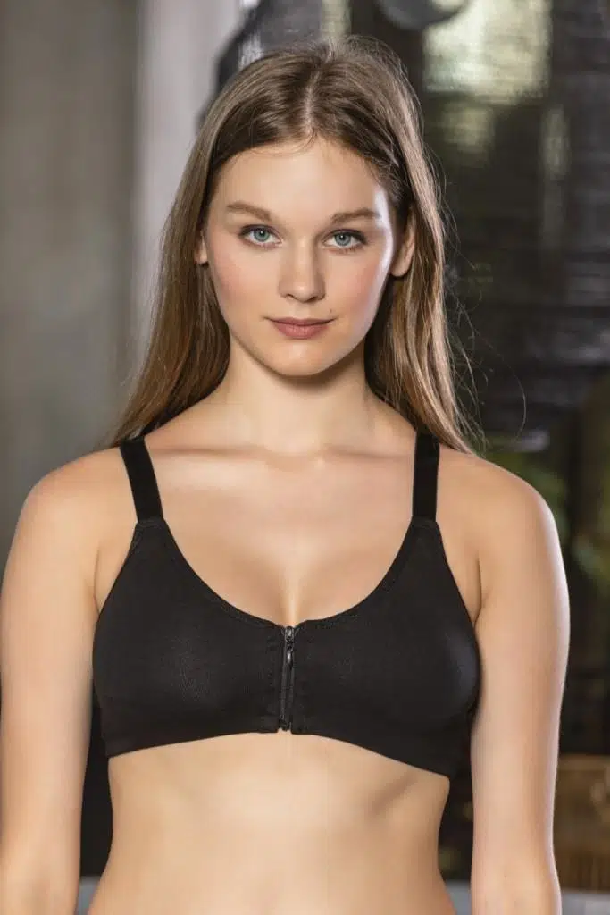 Gallipoli 1061 Kadın Pamuklu Önden Açılır Desteksiz Bralet Sporcu Medikal Sütyen - SİYAH