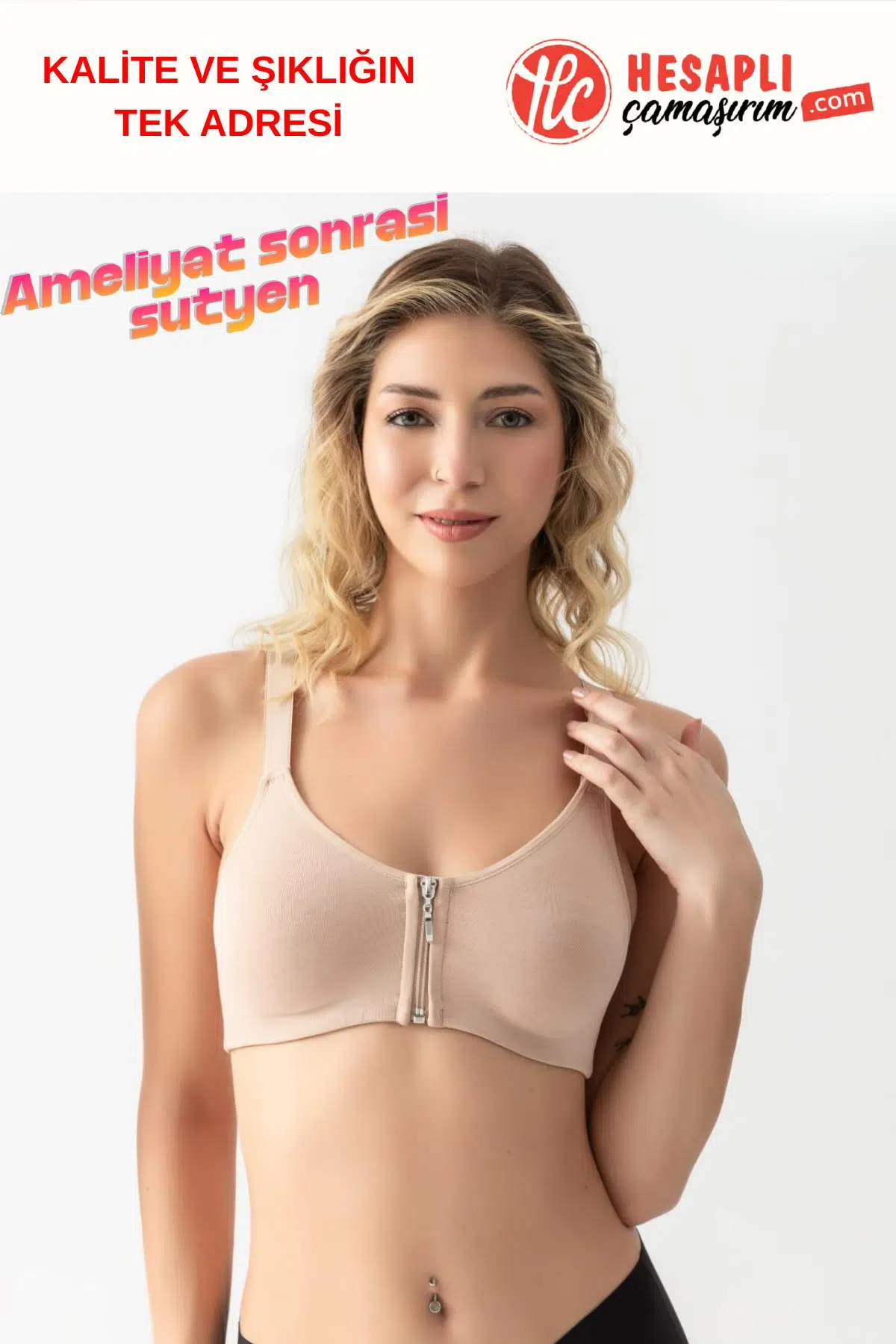 Gallipoli 1061 Kadın Pamuklu Önden Açılır Desteksiz Bralet Sporcu Medikal Sütyen - TEN