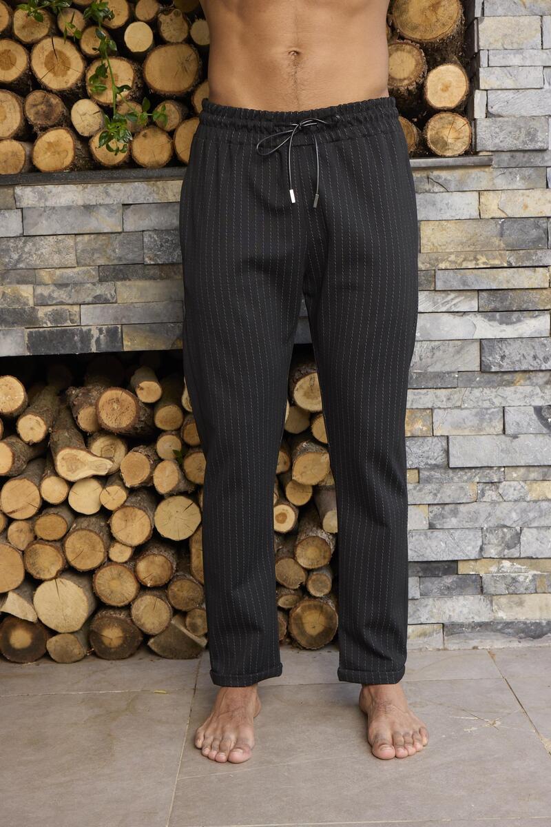 Gd Goldoremi 1044 Erkek Arka Beli Lastikli Duble Paça Esnek Jogger Pantolon - SİYAH