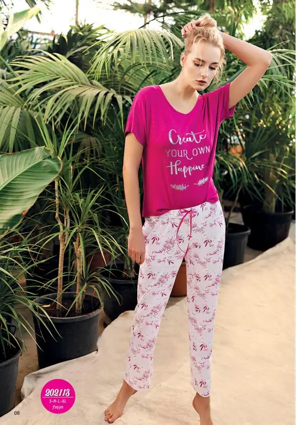 GD Goldoremi 202113 Kadın Kısa Kollu Pijama Takımı - FUŞYA