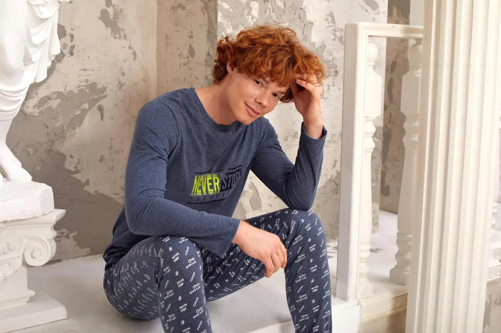 Gd Goldoremi 5324 Erkek Uzun Kollu Pijama Takımı - İNDİGO