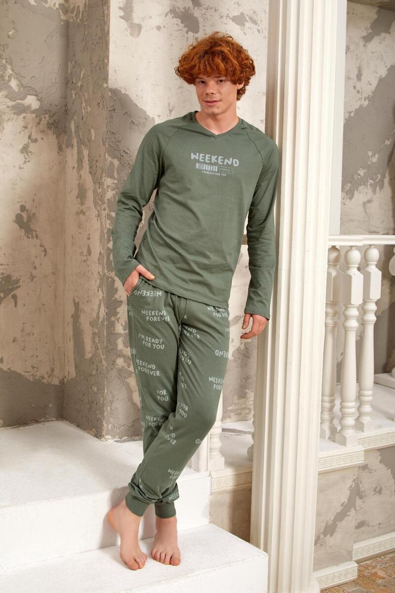 Gd Goldoremi 5326 Erkek Weekend Uzun Kollu Pijama Takımı - YEŞİL