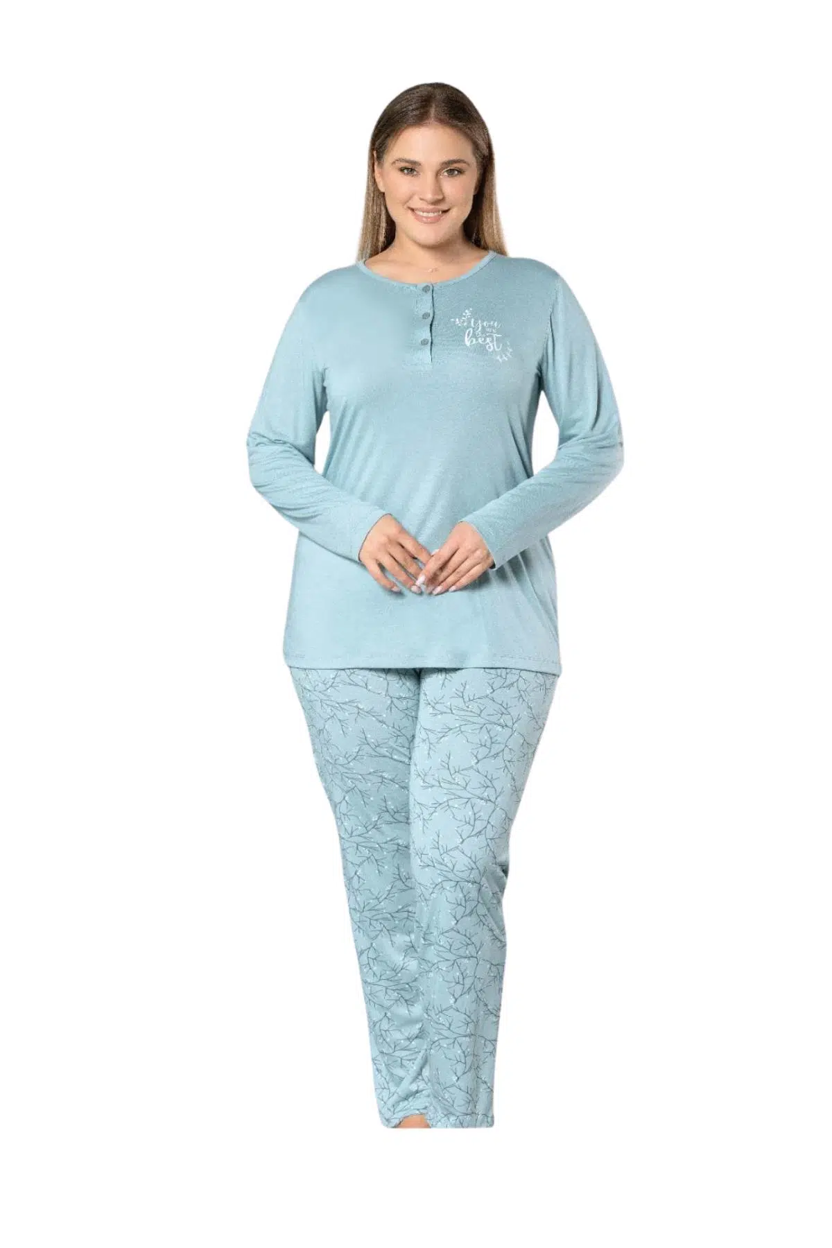 Gd Goldoremi 790-24 Büyük Beden Kadın Uzun Kollu Pijama Takım