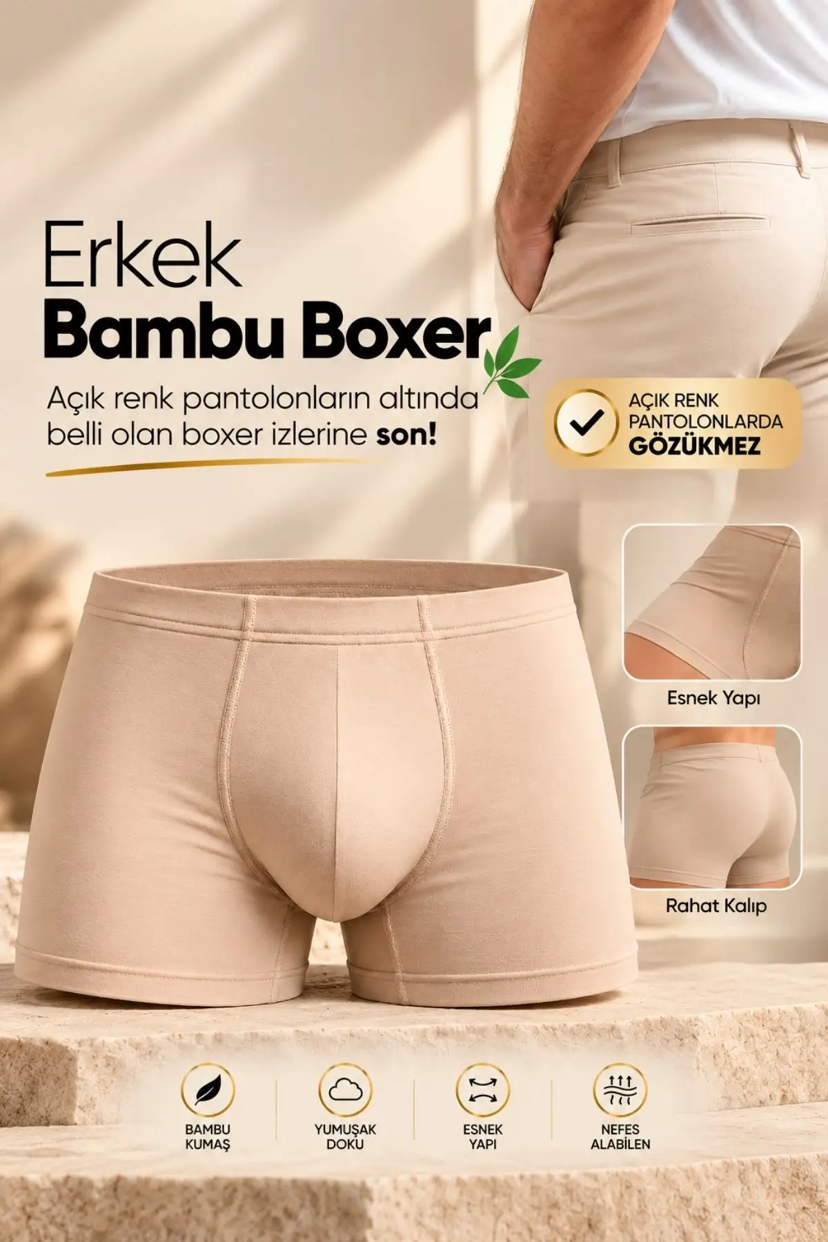 Gd Goldoremi Erkek Premium Süper Rahat Bambu Likralı Nefes Alabilen İnce Kumaş Beli İz Yapmaz Boxer