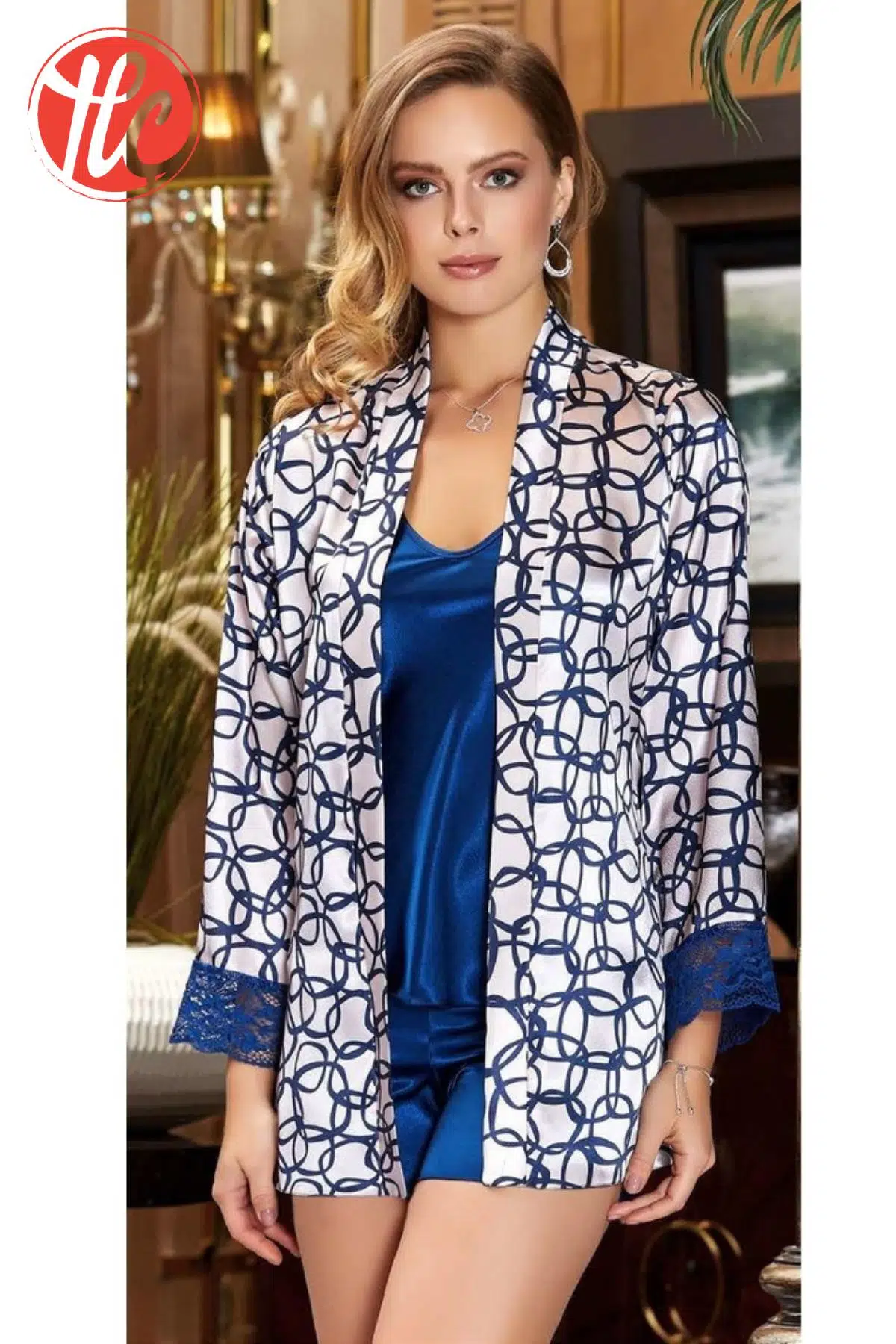 Gd Goldoremi Kadın İpek Saten Üçlü Şort Gelin Çeyizlik Kutulu Pijama Takım