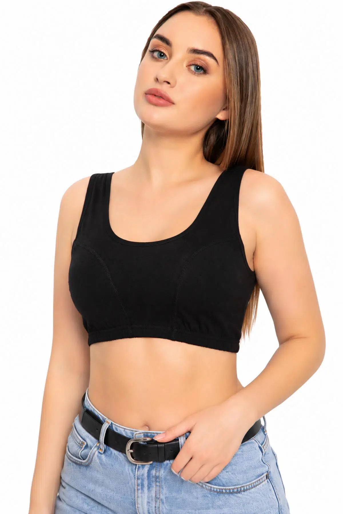 Gd Goldoremi Kadın Kalın Askılı Pamuklu Likralı Rahat Büyük Beden Yarım Atlet/Büstiyer/Body