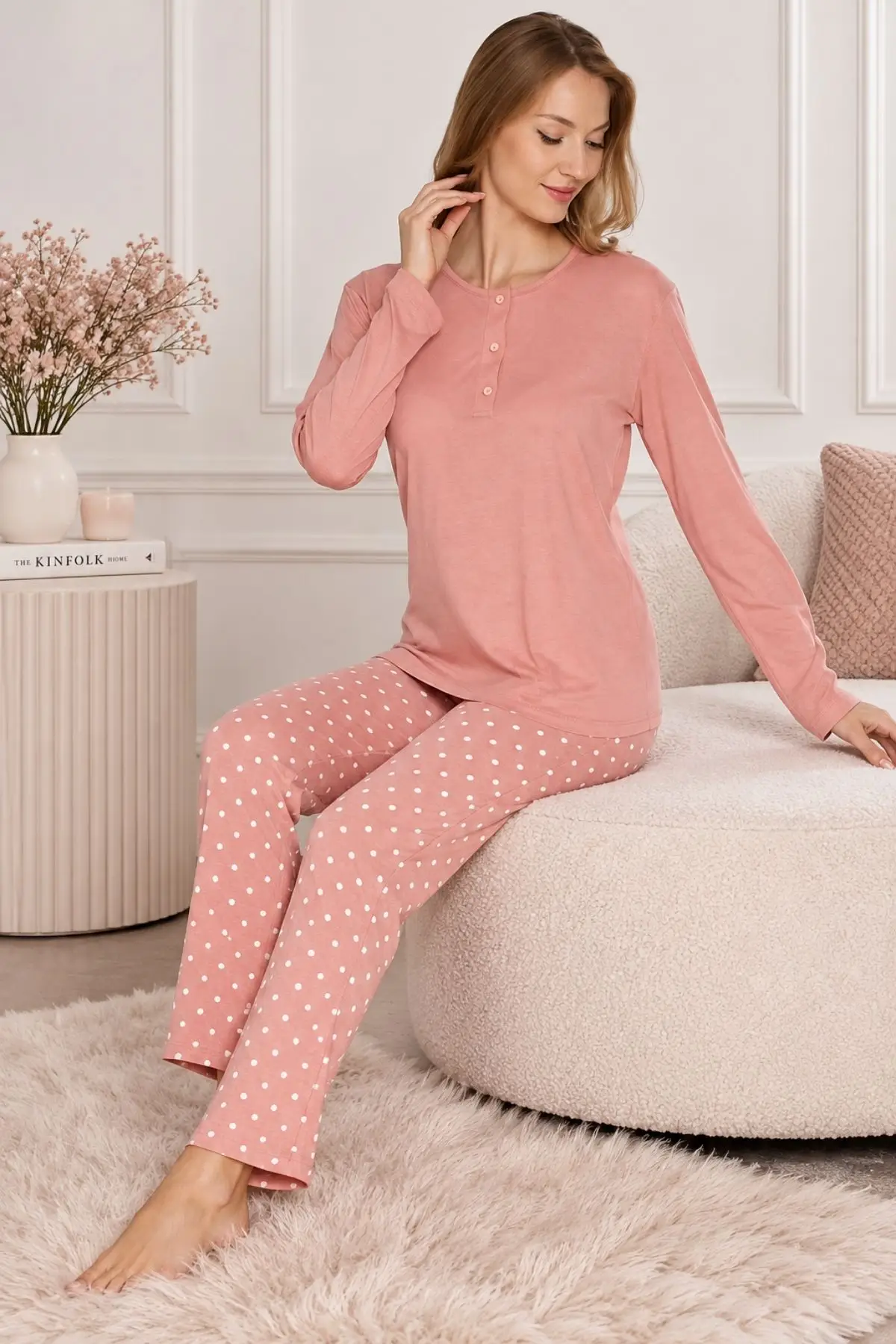 Gd Goldoremi Kadın Mevsimlik Rahat Kalıp Uzun Kollu Pijama Takım