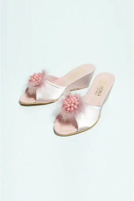 Giona 105 Kadın Dolgu Topuklu Gelin Çeyiz Terliği - PUDRA