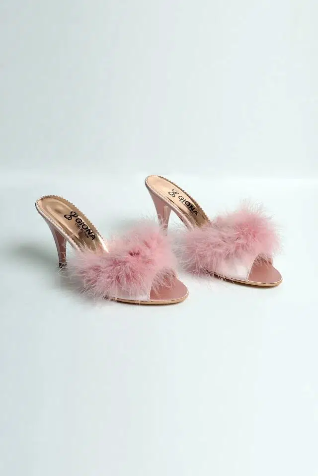 Giona 404 Kadın İnce Belli Topuklu Gelin Terliği - PUDRA