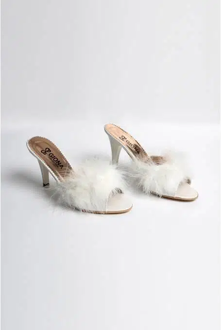 Giona 404 Kadın İnce Belli Topuklu Gelin Terliği - EKRU