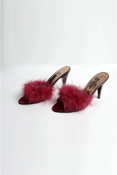 Giona 404 Kadın İnce Belli Topuklu Gelin Terliği - BORDO