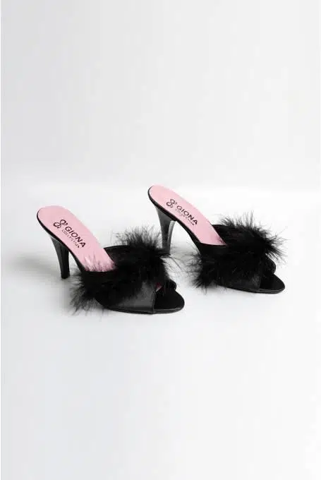 Giona 404 Kadın İnce Belli Topuklu Gelin Terliği - SİYAH