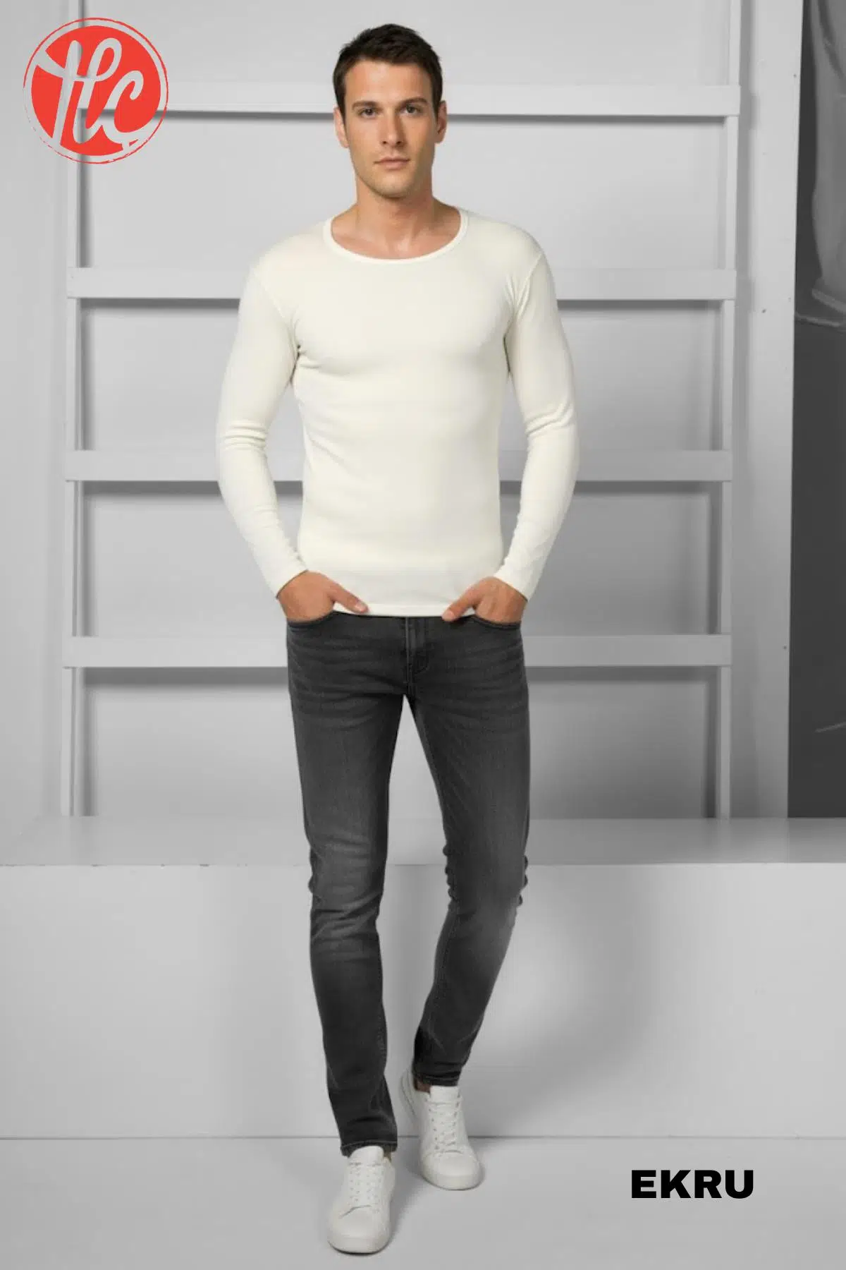 Goldenbay 2518 Erkek O Yaka Uzun Kollu Üst Termal Sıcak Tutan İçlik - EKRU