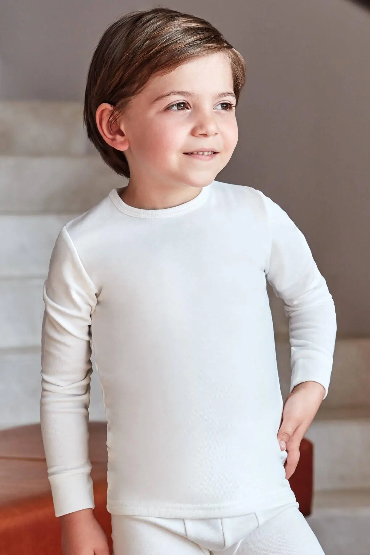 Goldenbay 2536 Uniseks Erkek/Kız Çocuk Termal Uzun Kol İçlik - EKRU