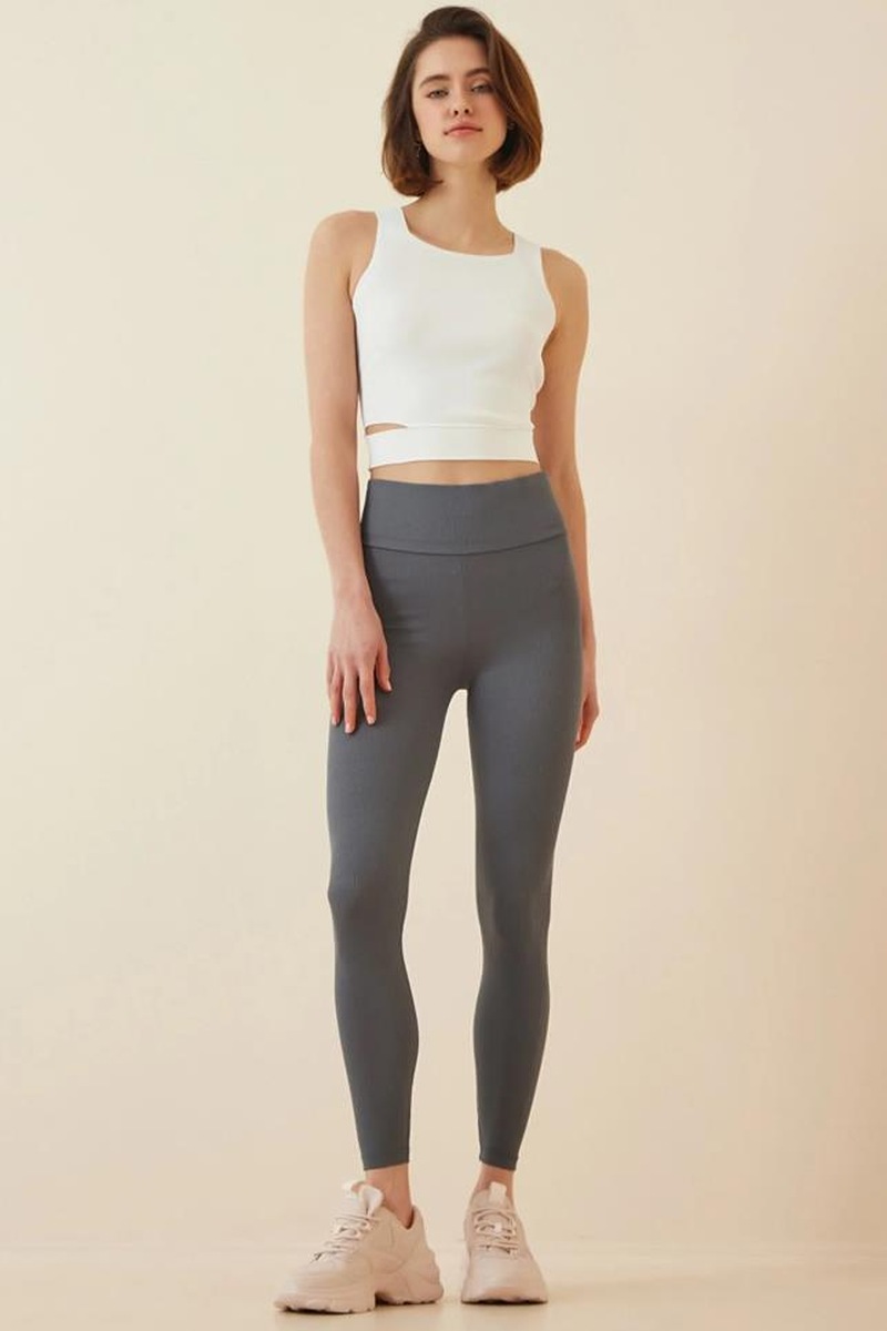 GOLDOREMİ Seamless Fitilli Spor Tayt - GRİ