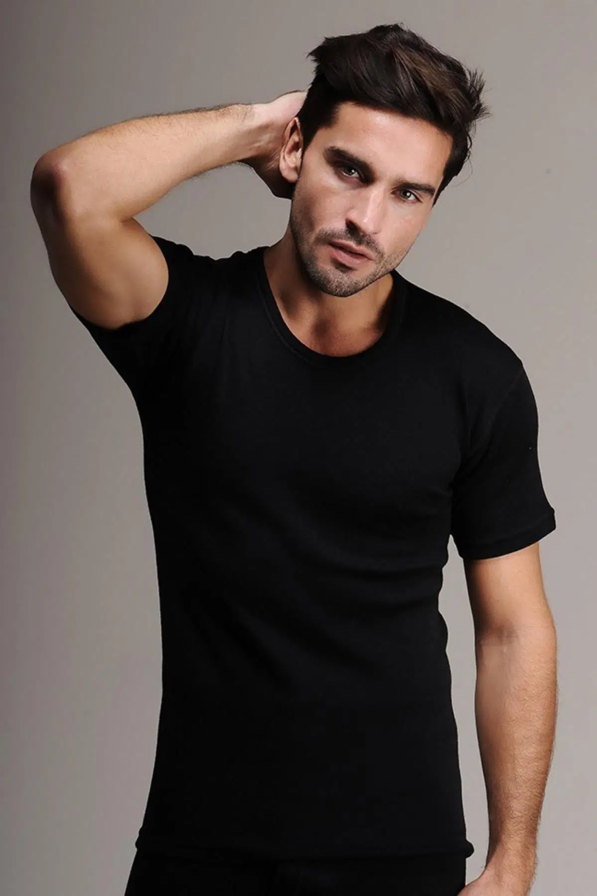 Hasyün 4000 Erkek Siyah Kısa Kol Yün Fanila - SİYAH