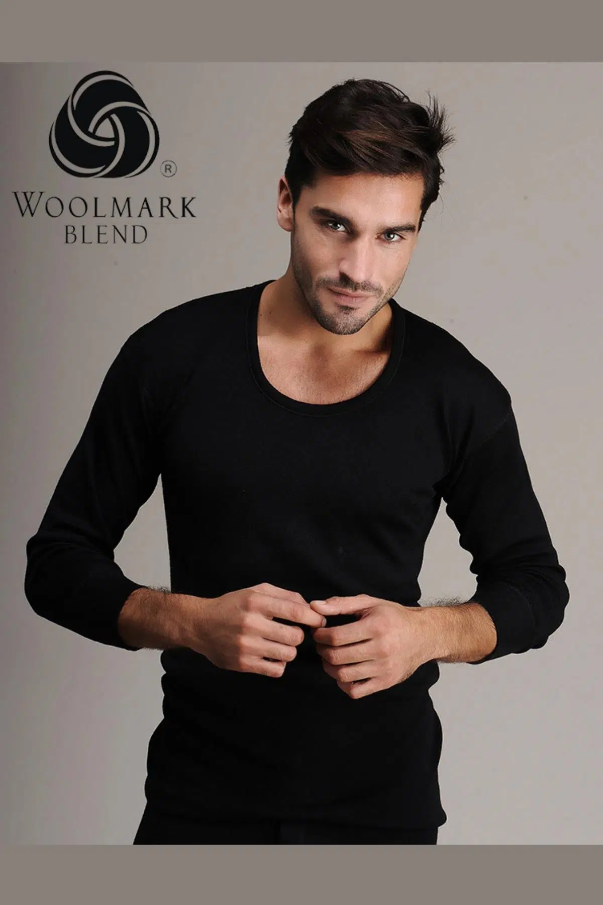 Hasyün 4002 Erkek Siyah Uzun Kollu Yün Fanila - SİYAH