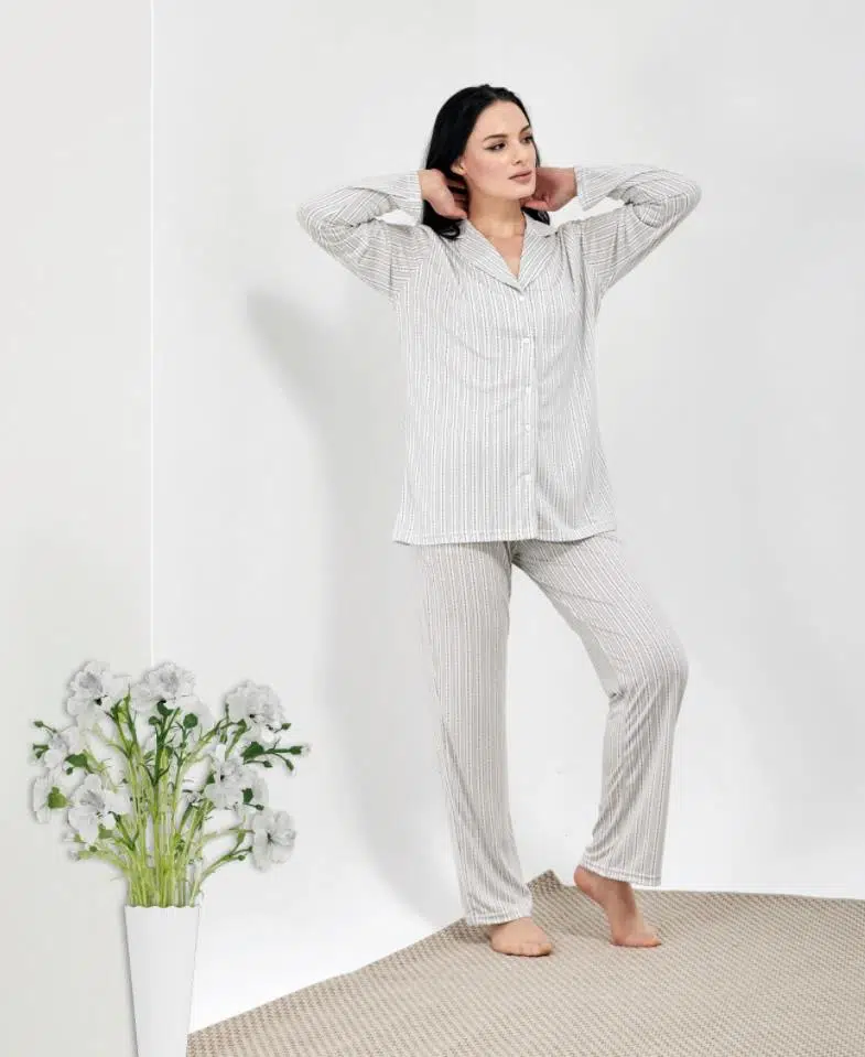 HF Club 3111 Kadın Gömlek Pijama Takımı - DESENLİ