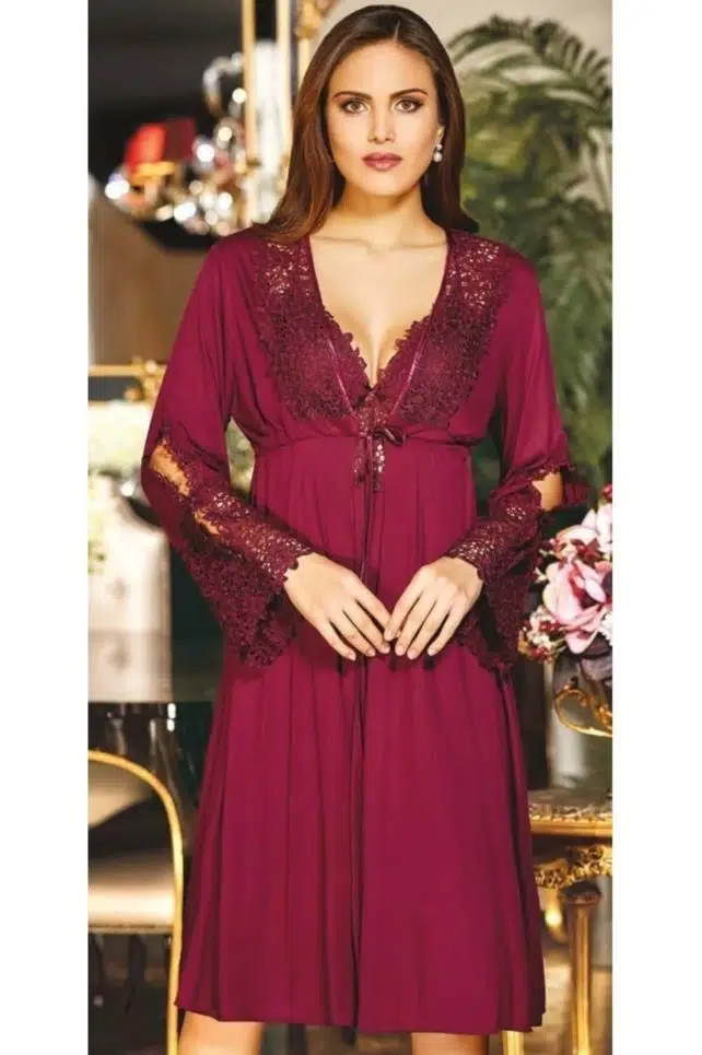 Jeremi 561 Kadın Dantelli 6'Lı Takım - BORDO