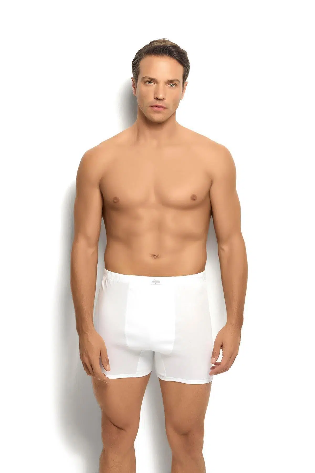 Jiber 102 Erkek Beyaz Pamuklu Paçalı Boxer - BEYAZ